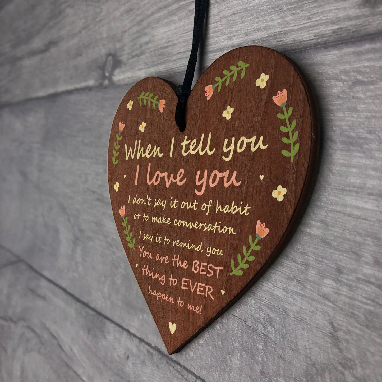 I Love You Gift For Husband Wife Boyfriend Girlfriend Wood Heart
