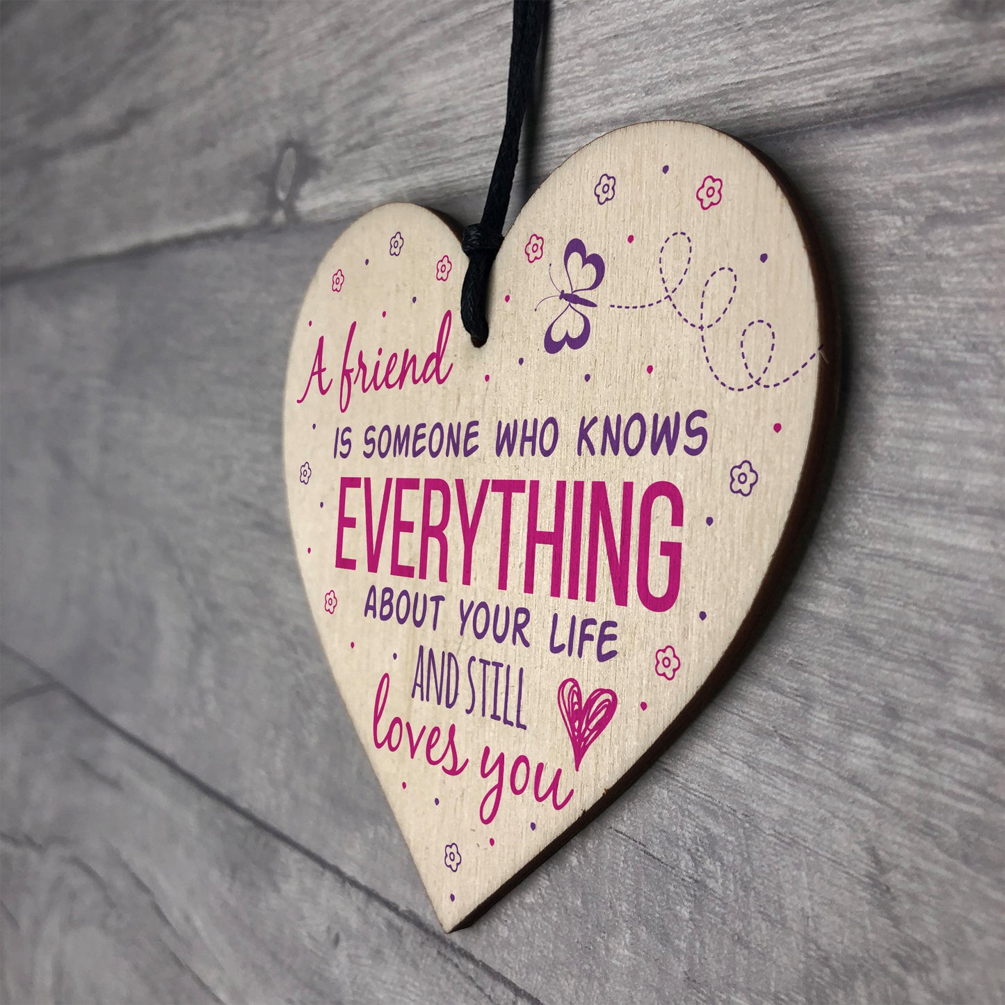 Friends Know Everything Wooden Heart Friendship Plaque Sign Gift