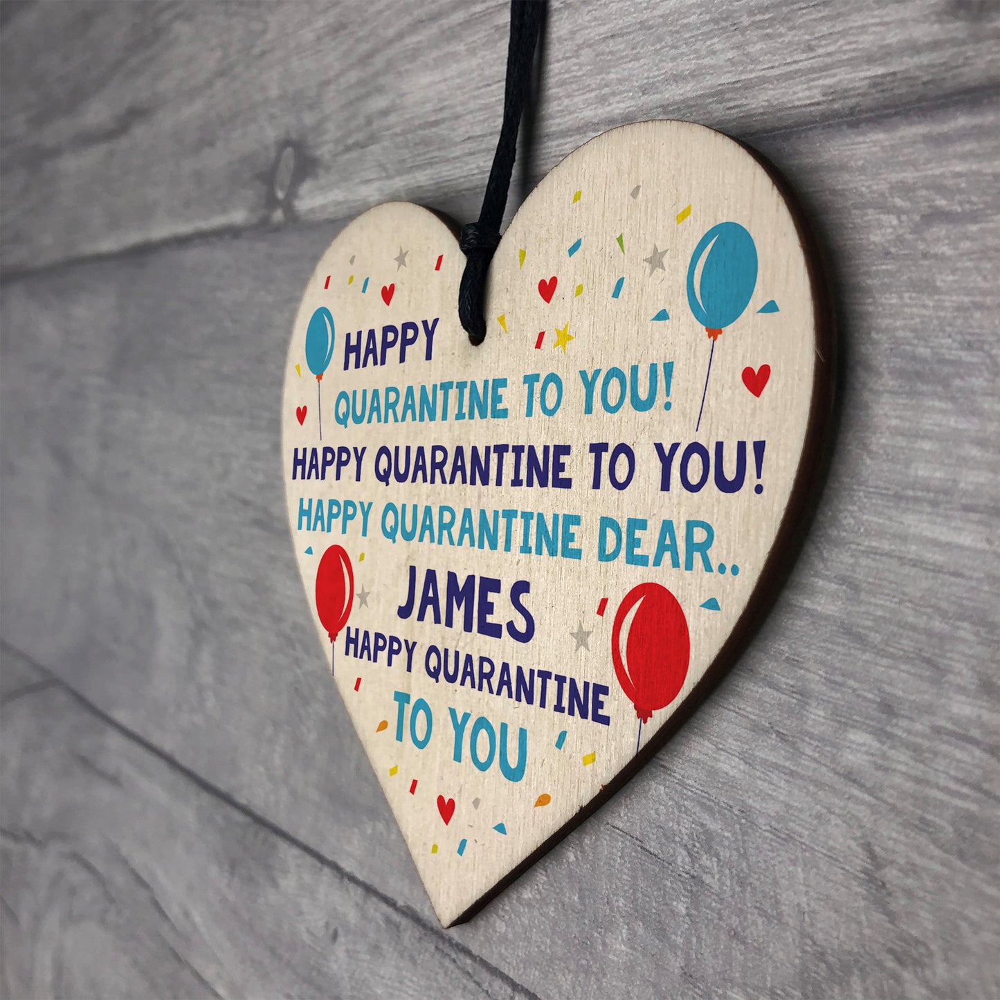Happy Birthday Card Wooden Heart Isolation Quaratine Gift Funny