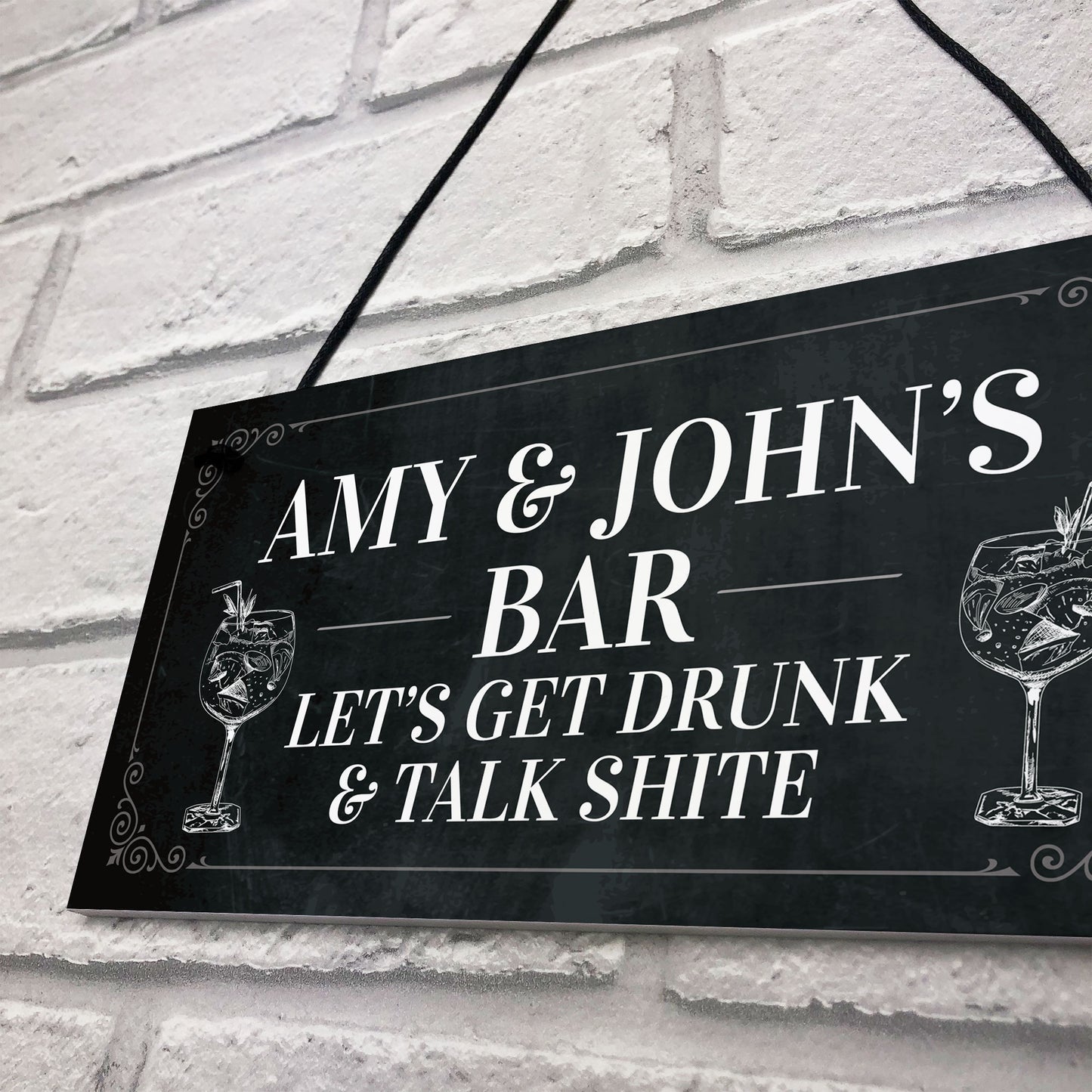 Hanging Home Bar Personalised Plaque Home Decor Man Cave Pub