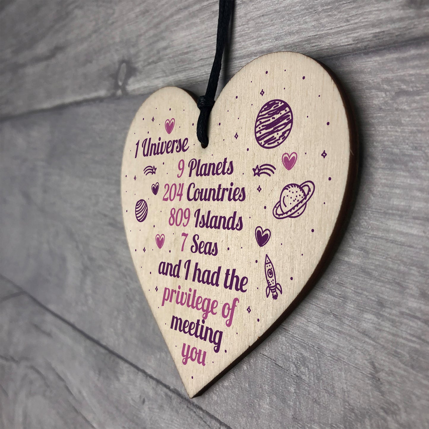 Friendship Gift Sign Wood Heart Plaque THANK YOU Birthday Gift