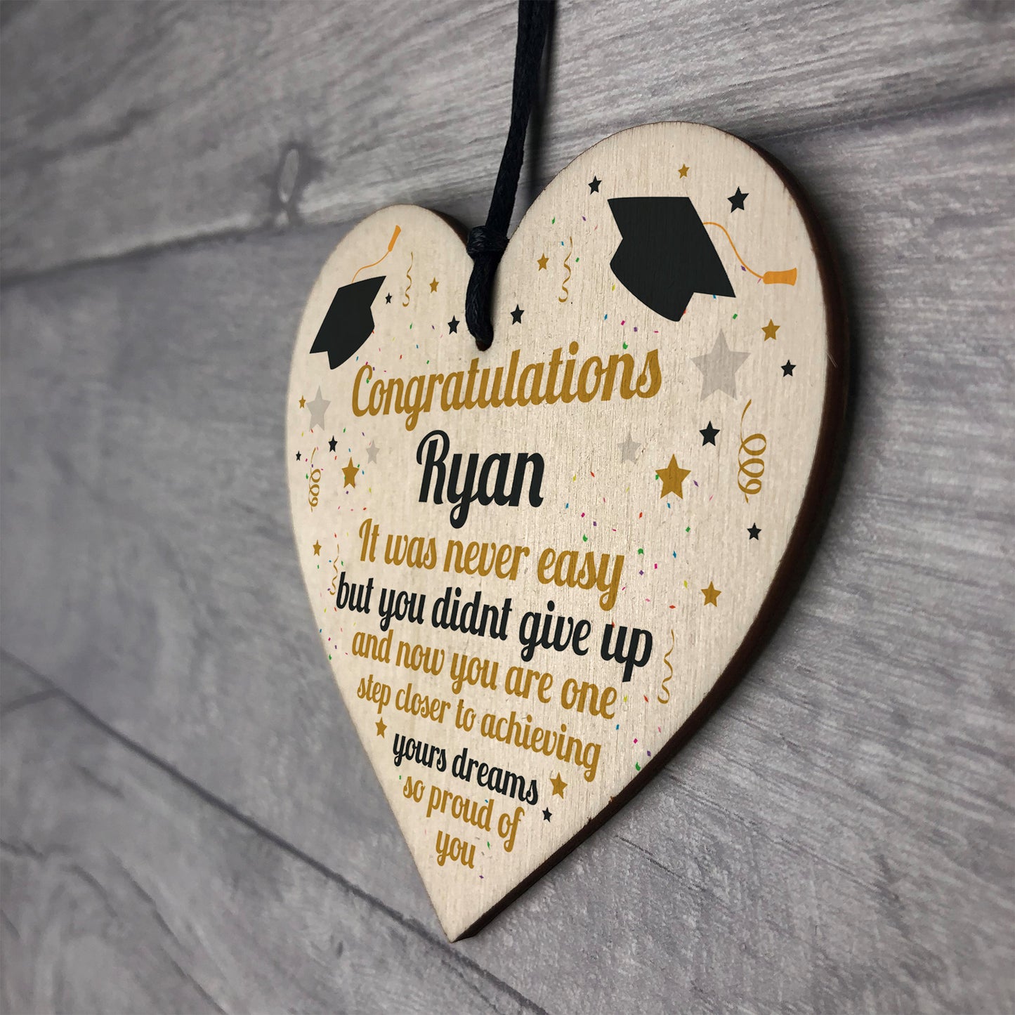 PERSONALISED Congratulations Present Graduation Gift Wood Heart