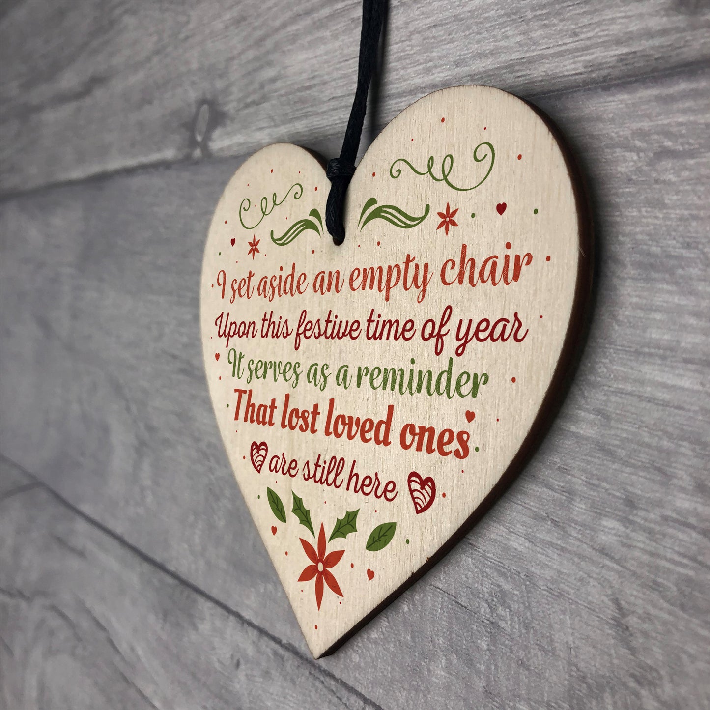 Handmade Wooden Heart Plaque Christmas Memorial Tree Bauble