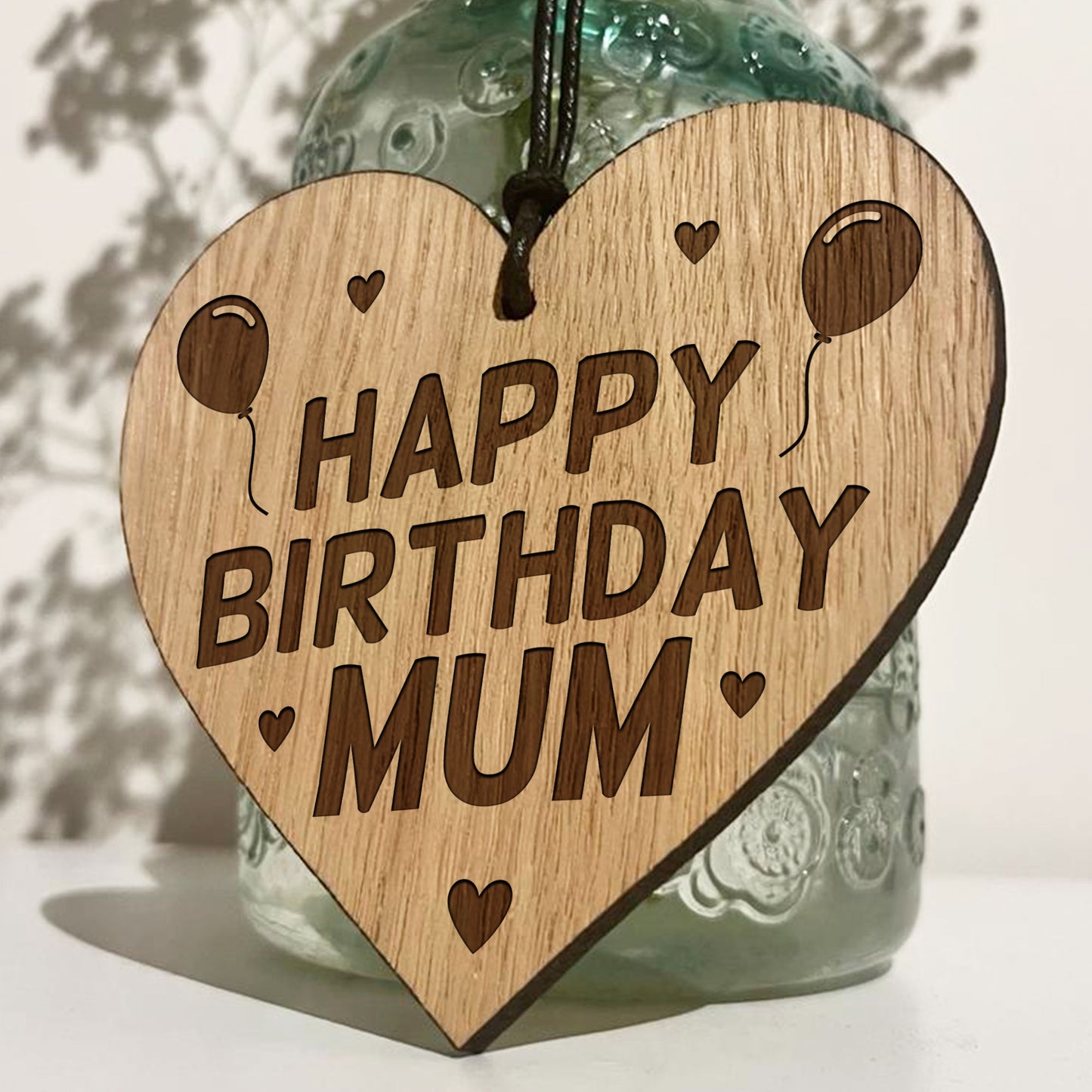 Birthday Gift For Mum Wood Engraved Heart 30th 40th 50th