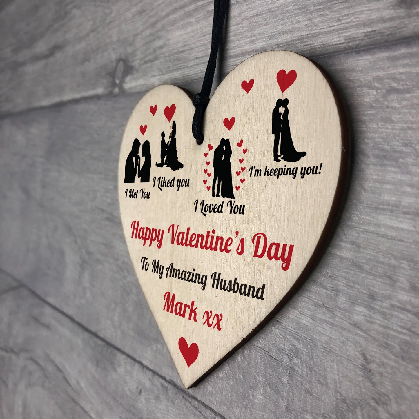 Personalised Valentines Day Gift For Husband Wood Heart Husband