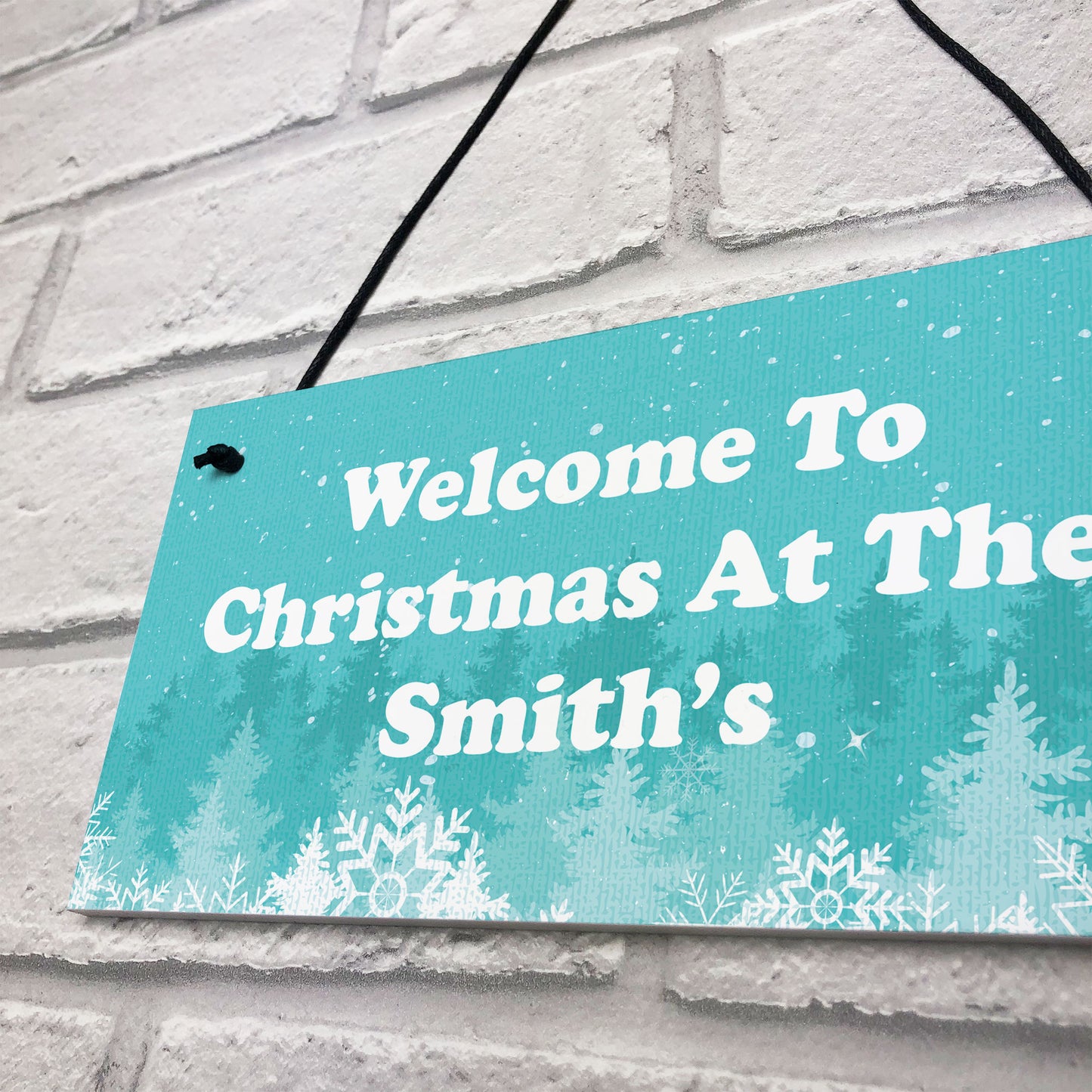 Personalised Hanging Christmas Decoration Welcome 'Surname' Sign