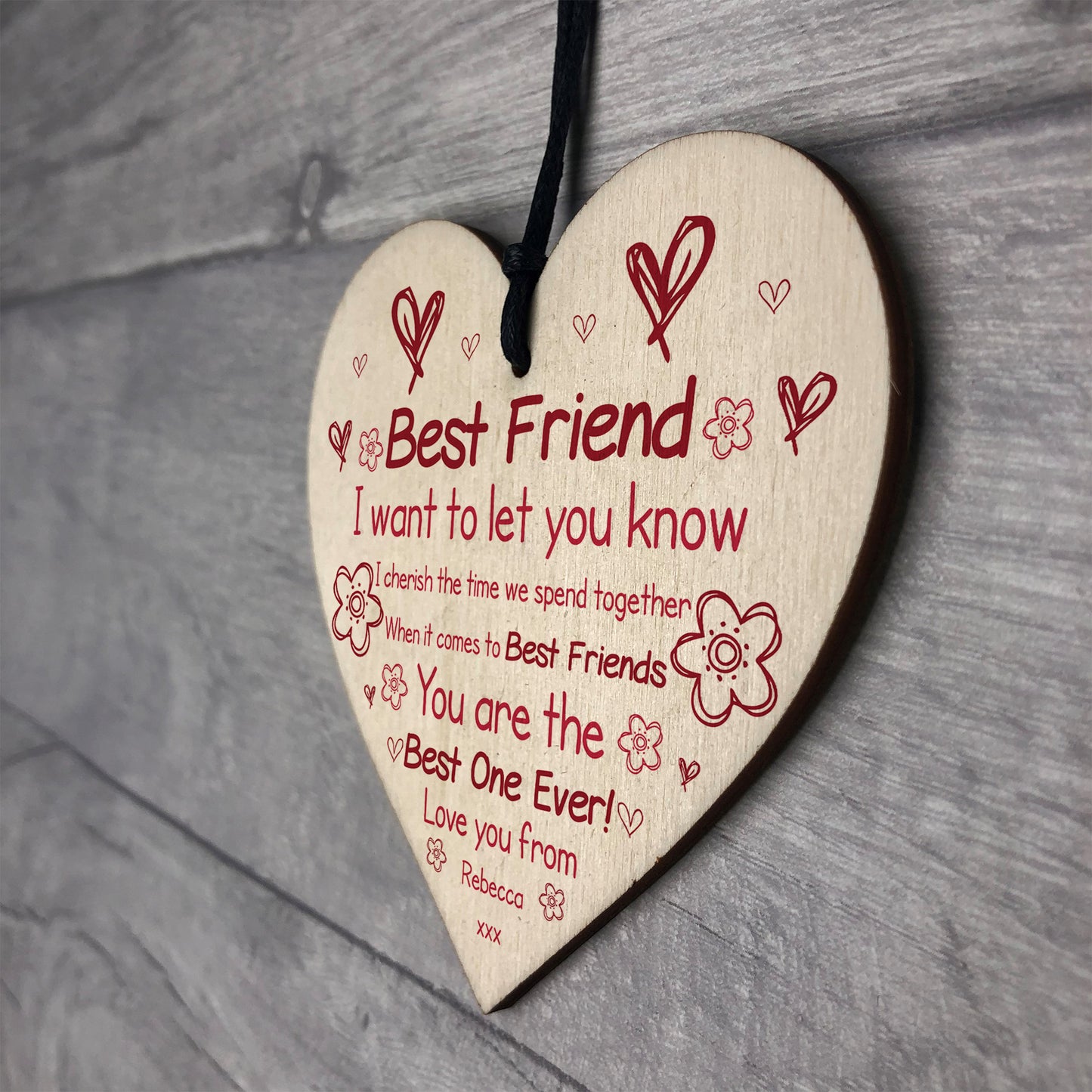Personalised Gift For Best Friend Wood Friendship Heart Birthday