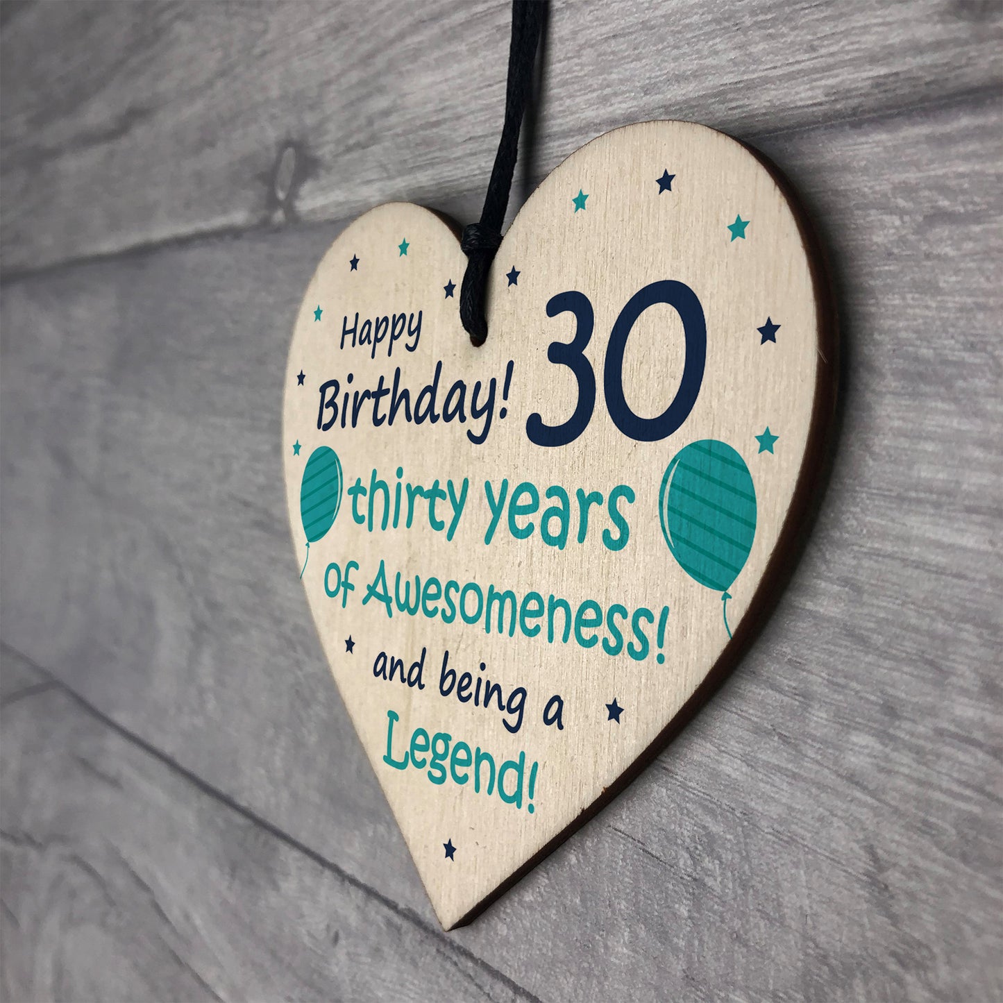 Novelty 30th Birthday Gift Wood Heart Funny Mum Dad Brother