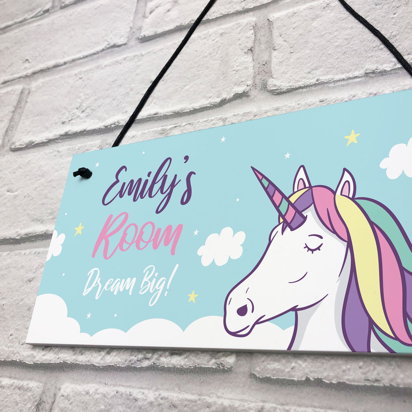 Girls Personalised Unicorn Bedroom Door Sign Birthday Christmas