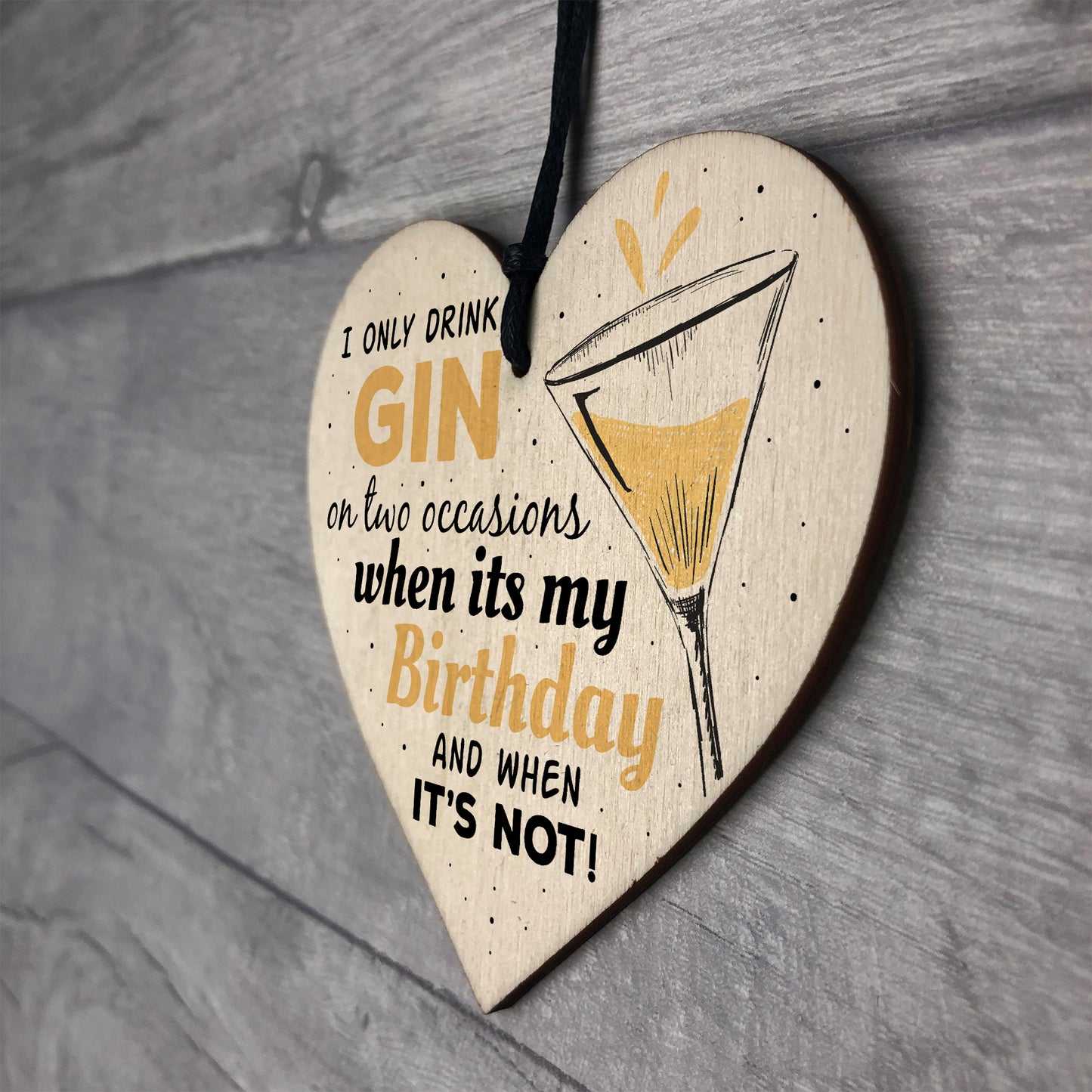 Handmade Wood Heart Sign Gift for Gin Lovers Novelty Birthday