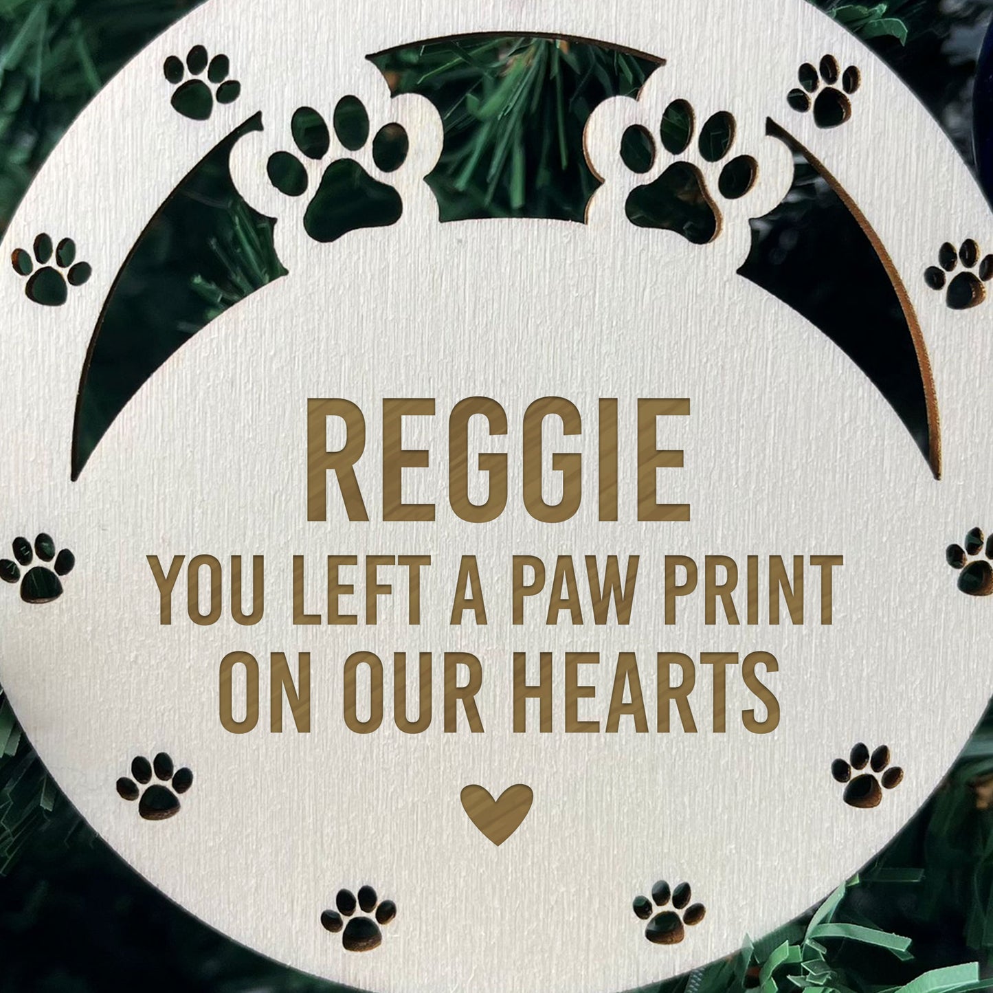 Personalised Wooden Cat Dog Memorial Christmas Tree Decoration