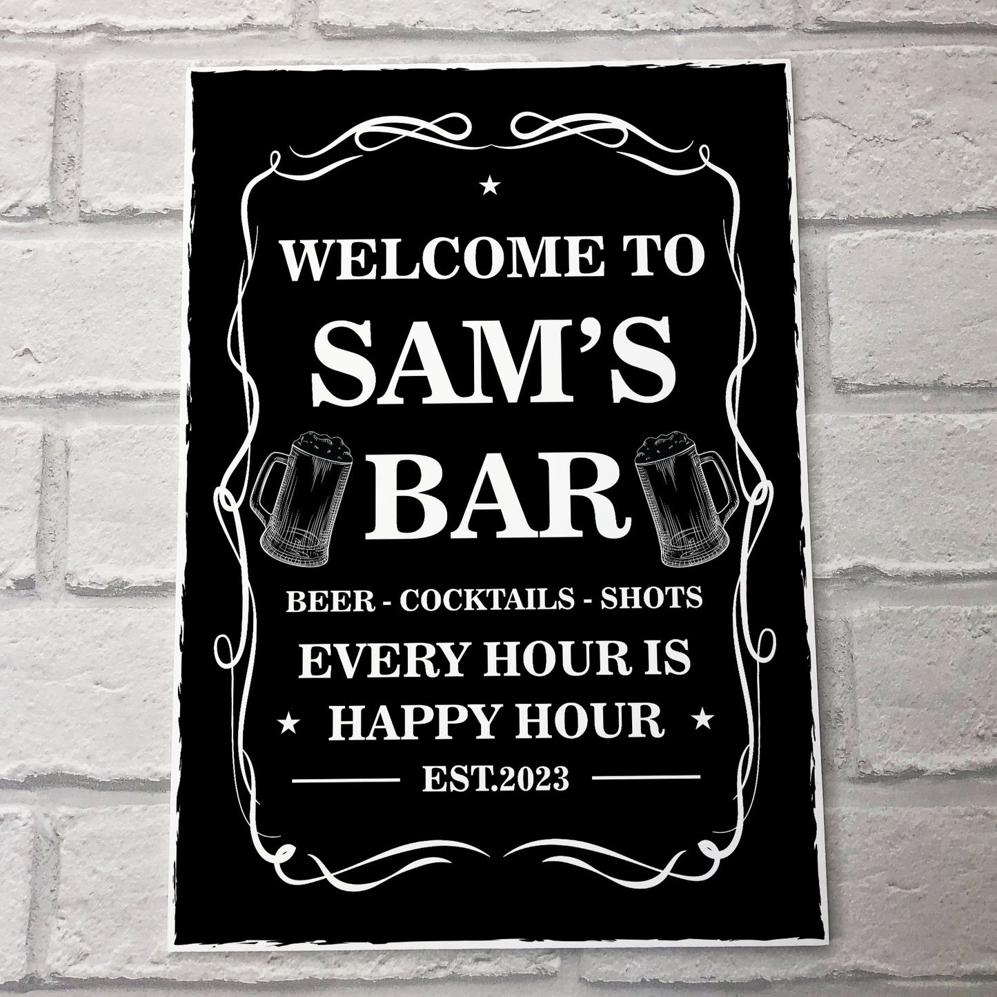 Home Bar Sign Personalised Shabby Chic Bar Sign For Man Cave