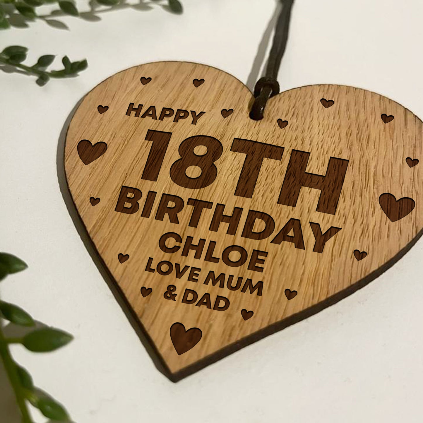 18th Birthday Gift For Daughter Wood Heart Personalised Friend
