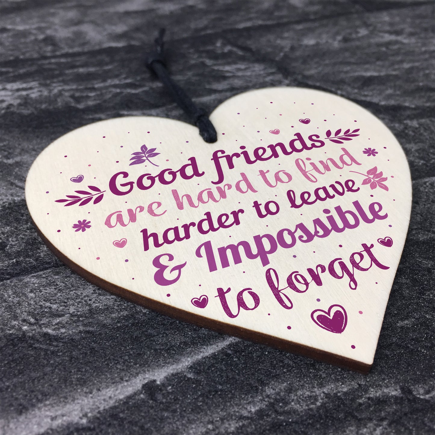 Best Friends Friendship Gift Handmade Wood Heart Plaque Keepsake