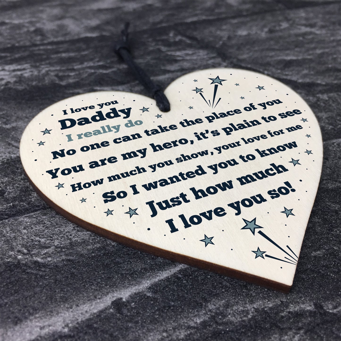 Gift For Daddy Wood Heart Daddy Birthday Xmas Gift For Him