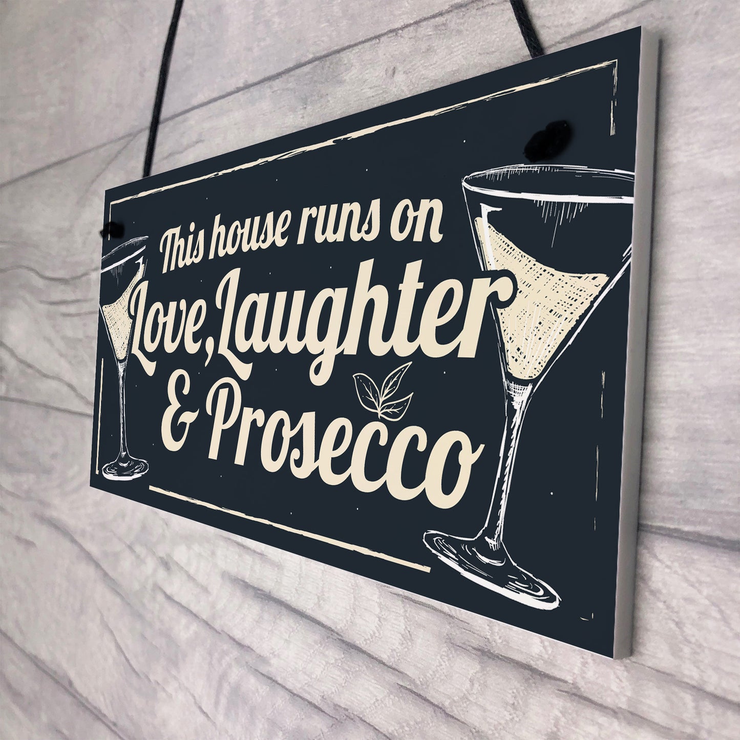 Fun Laughter Prosecco Kitchen Plaque Alcohol Home Bar Sign Gift