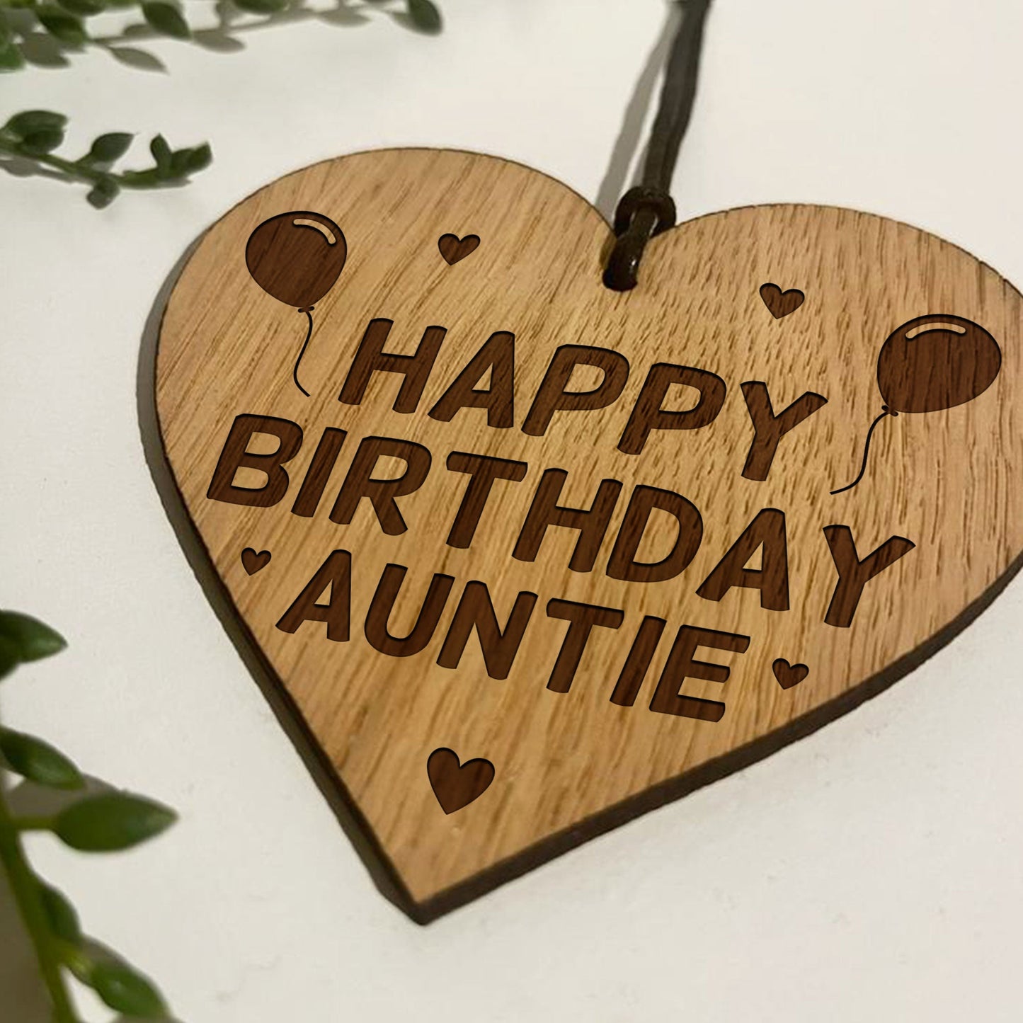 Birthday Gift For Auntie Wood Engraved Heart 30th 40th 50th
