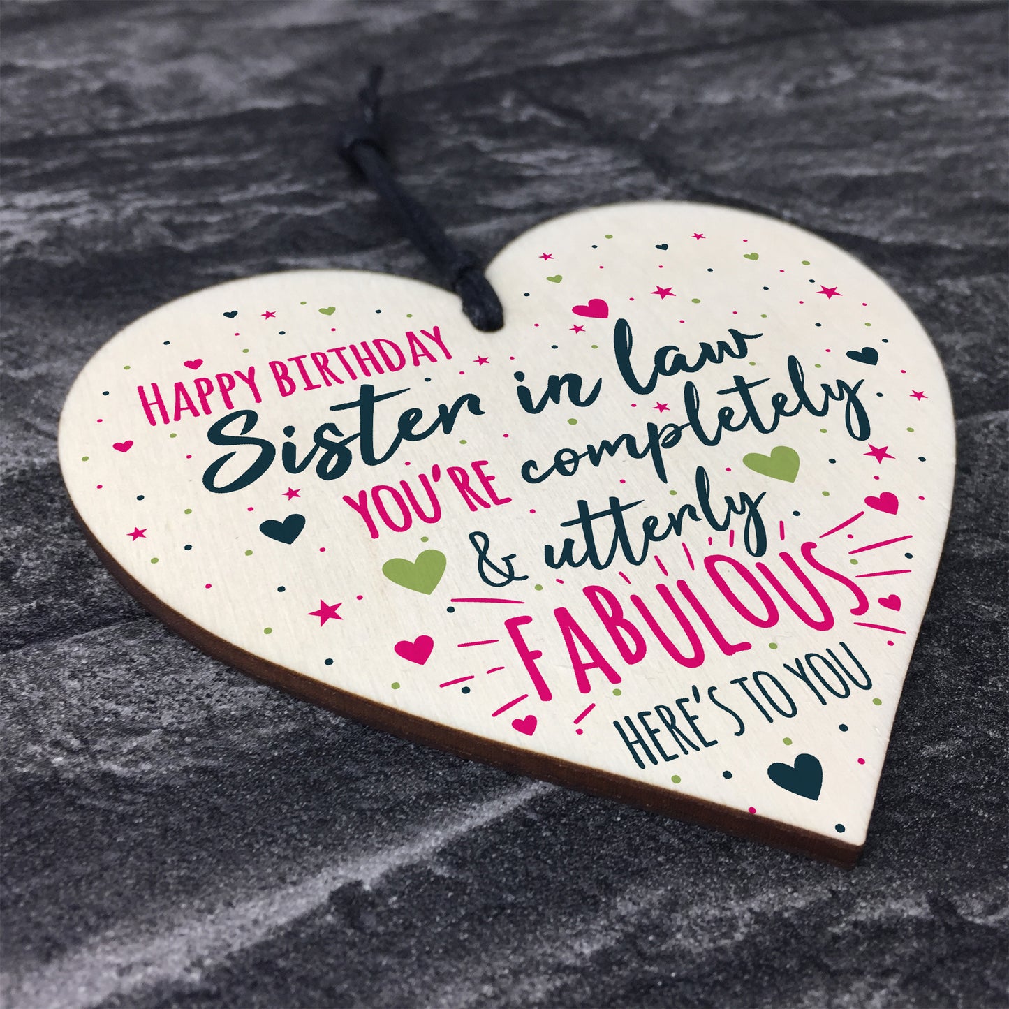 Birthday Sister In Law Gift Plaque Handmade Wooden Heart Sign