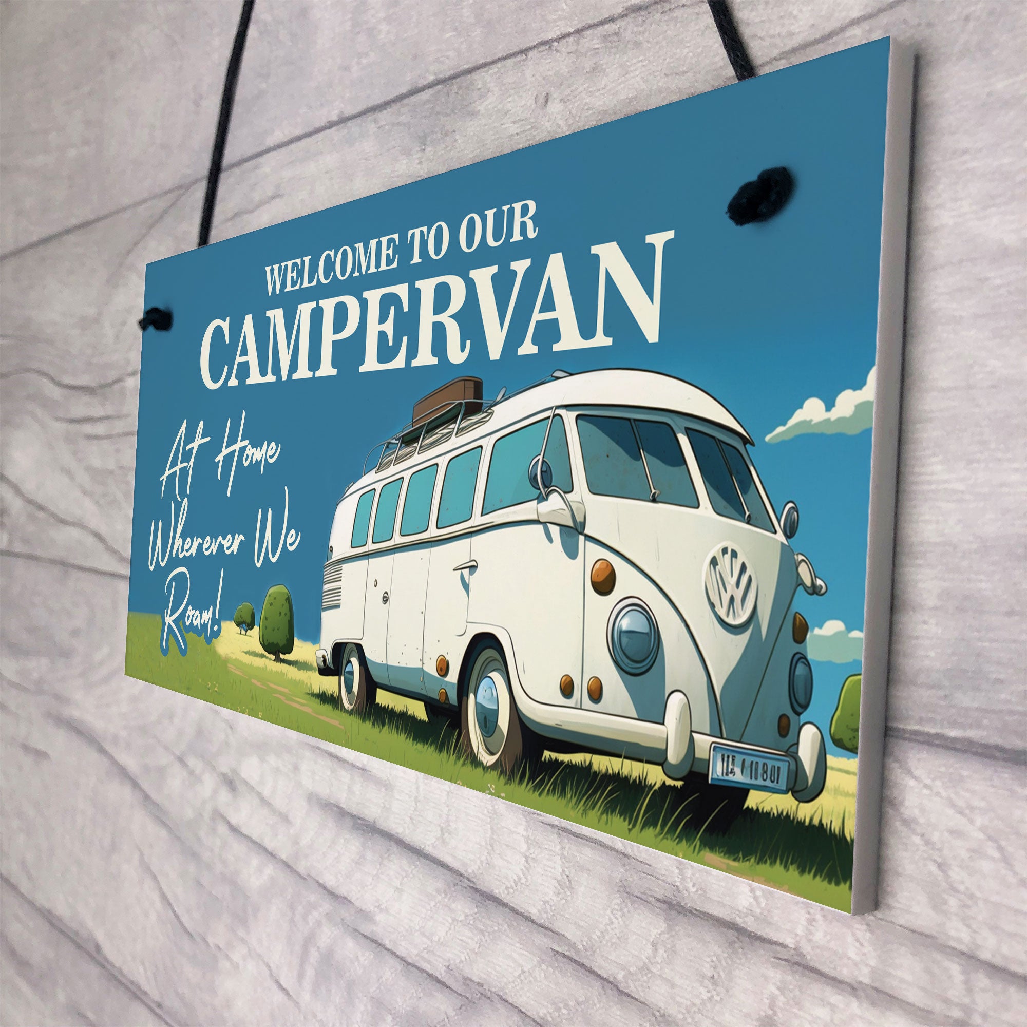 Caravan サイン入り 販促ポスター B2 Wander Around Campervan Welcome Sign Novelty Wall Hanging Caravan Decor Gift