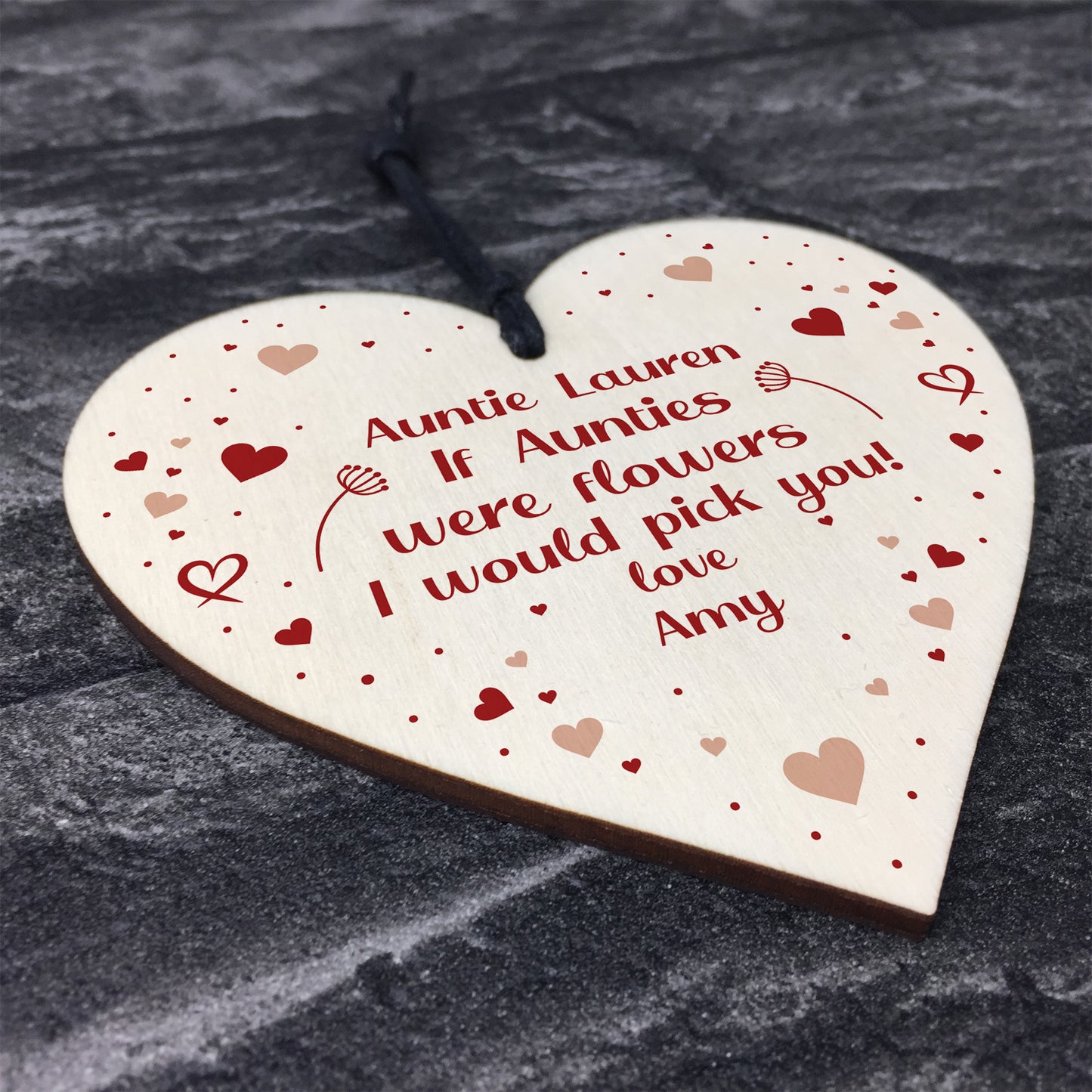 PERSONALISED Gift For Auntie Birthday Christmas Wood Heart