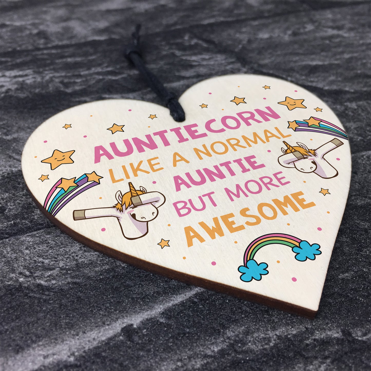 Auntiecorn Auntie Birthday Xmas Wood Heart Novelty Auntie Gift