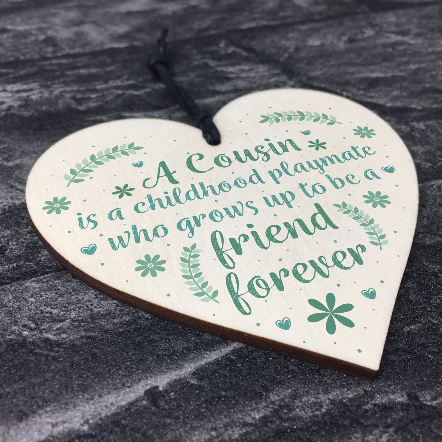 Cousin Friendship Gift Wooden Heart Plaque Keepsake Birthday