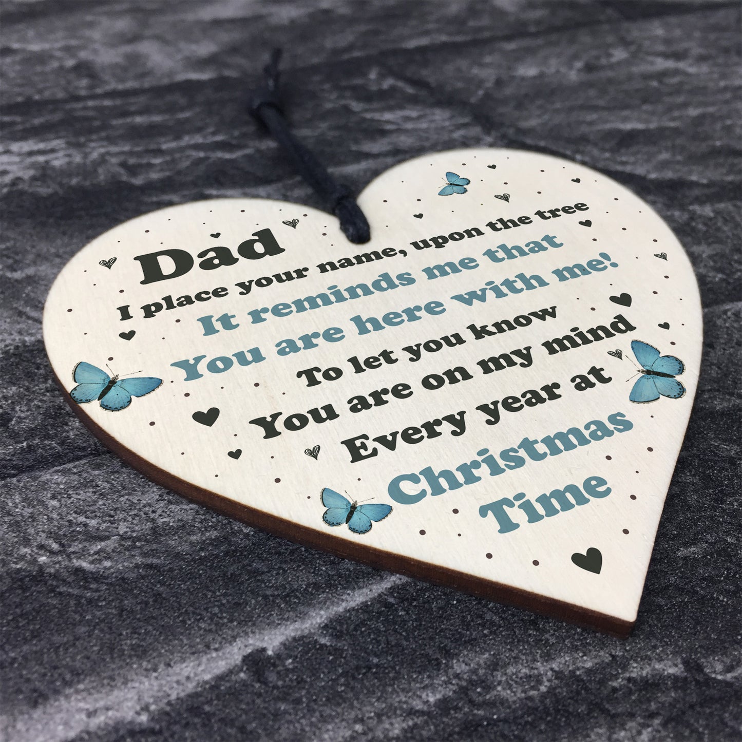 Dad Christmas Memorial Decoration Wood Hanging Heart