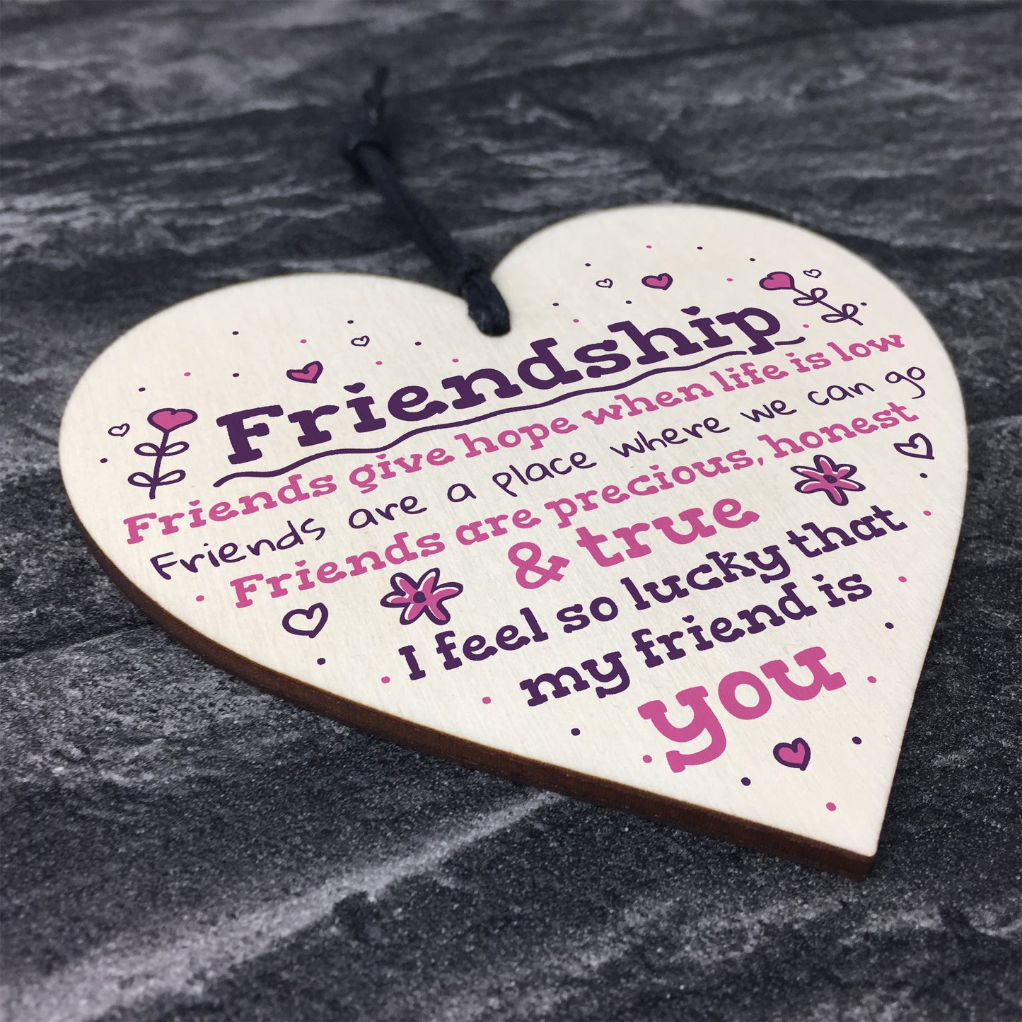 Handmade Friendship Gift Wooden Heart Plaque Birthday Thank You
