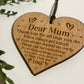 Engraved Mum Heart Oak Wooden Plaque Gift For Mum Birthday