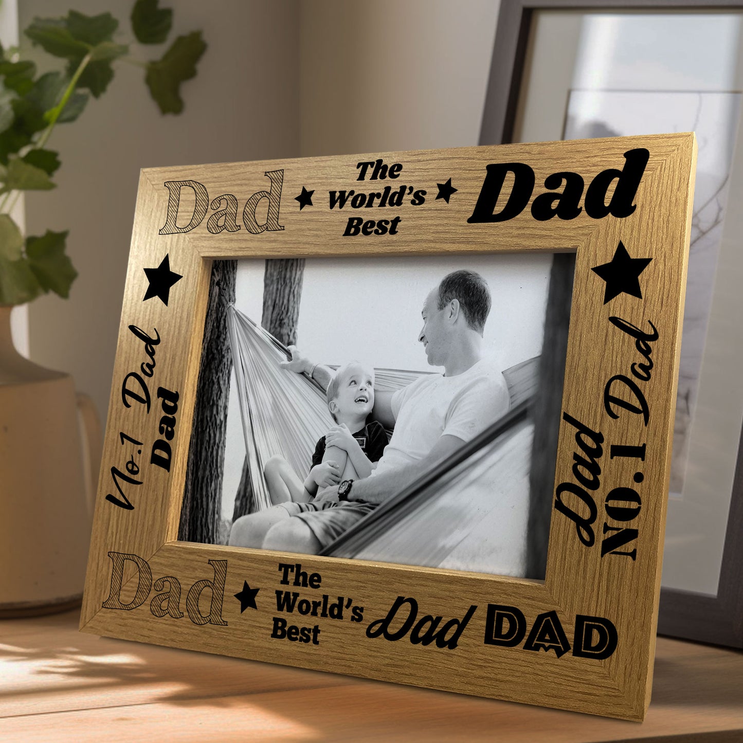 DAD PHOTO FRAME Wood Fathers Day Birthday Gifts For Dad