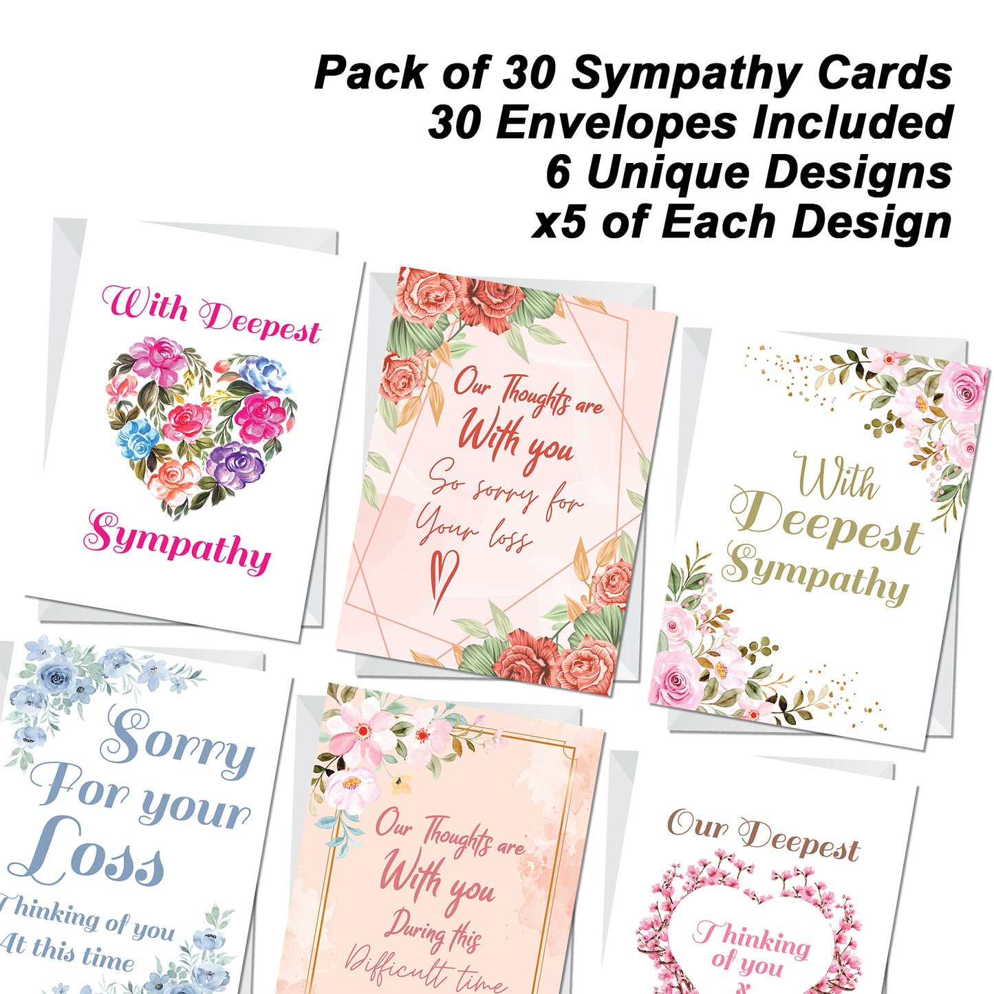 Sympathy Cards Pack of 30 Sympathy Cards Condolence Bereavement