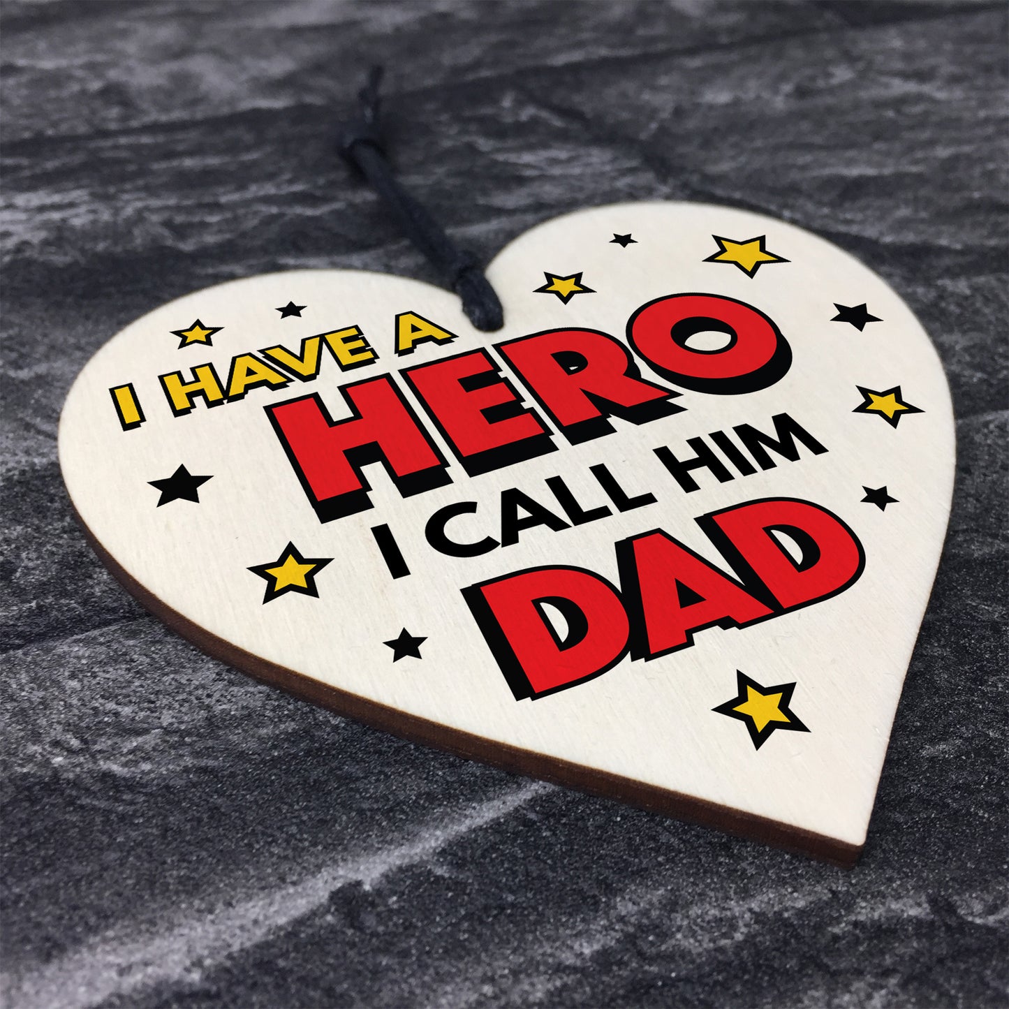 Dad Gifts For Fathers Day Birthday Wood Heart Superhero Theme