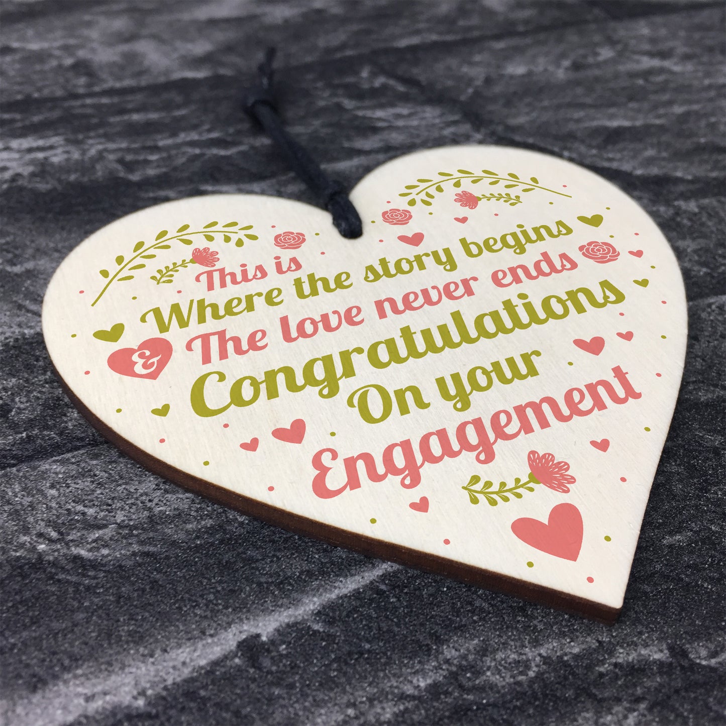 Congratulations On Your Engagement Wedding Gift Wood Heart Sign