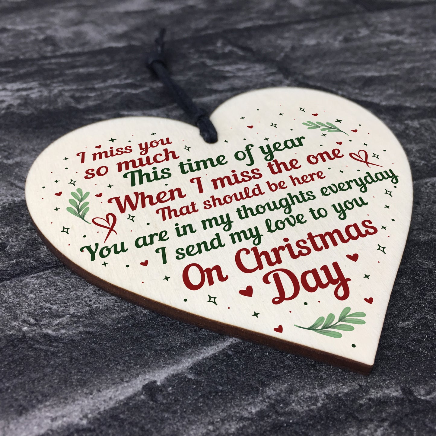 Christmas Miss You Memorial Wooden Bauble Tree Decoration Sign