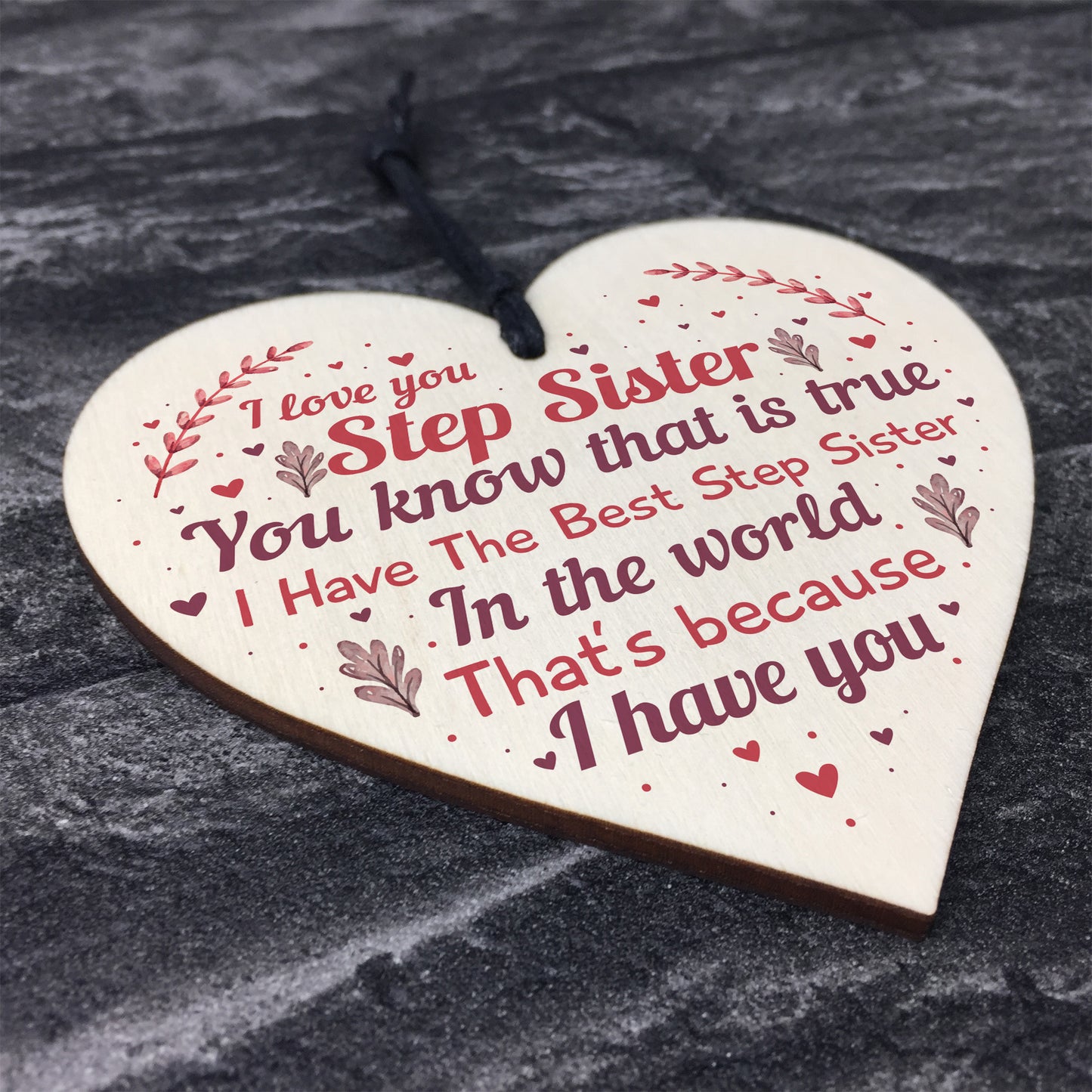 Step Sister Plaque Wood Heart Sign Step Sister Birthday Presents
