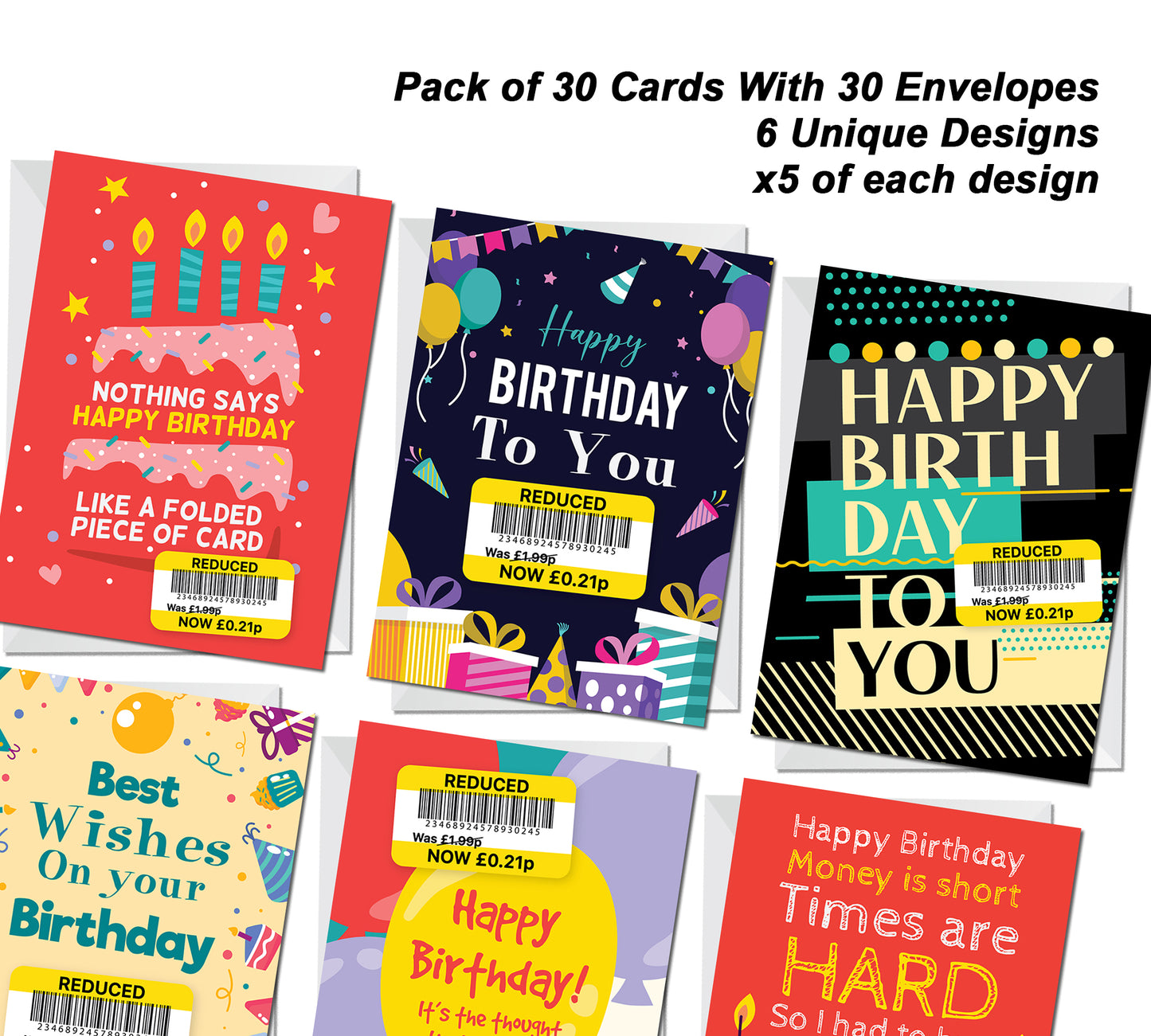 Funny Birthday Card Multipack of 30 Joke Birthday Cards