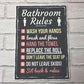 Bathroom Rules Funny Toilet Door Wall Sign Novelty Joke Plaque