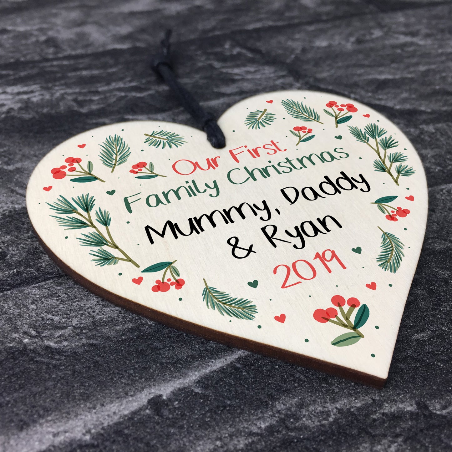 Personalised 1st Christmas Mum Dad Baby Bauble Tree Decor Heart
