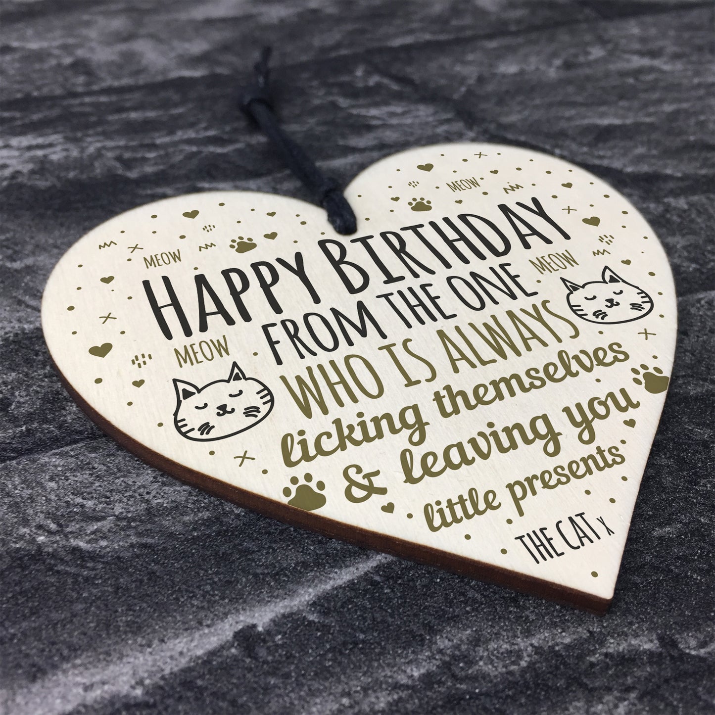 Funny Mum Dad Sister Brother Birthday Gifts Wood Heart Cat Gifts