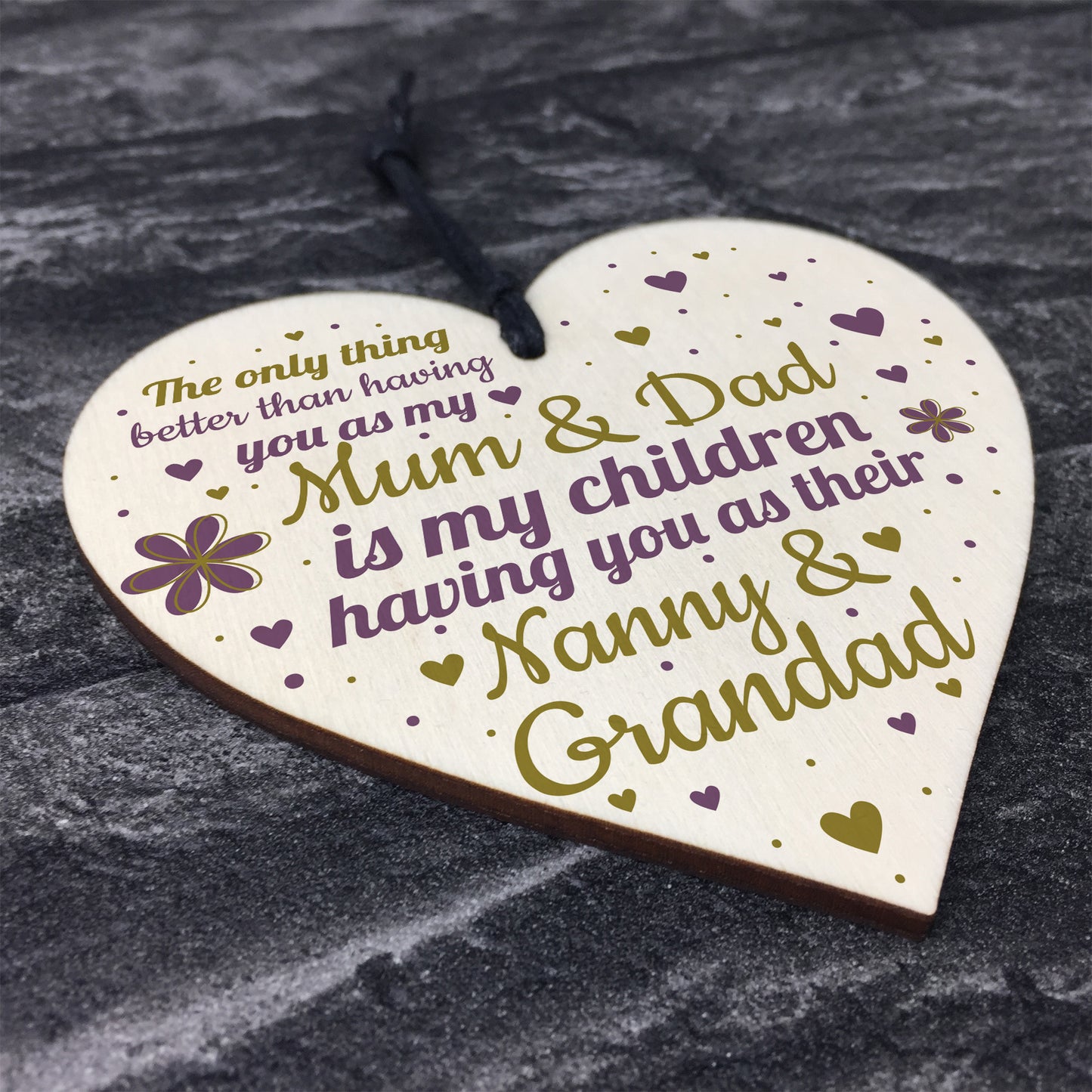 Gifts For Mum Dad Nan Nanny Grandad Wooden Heart Plaque Gift