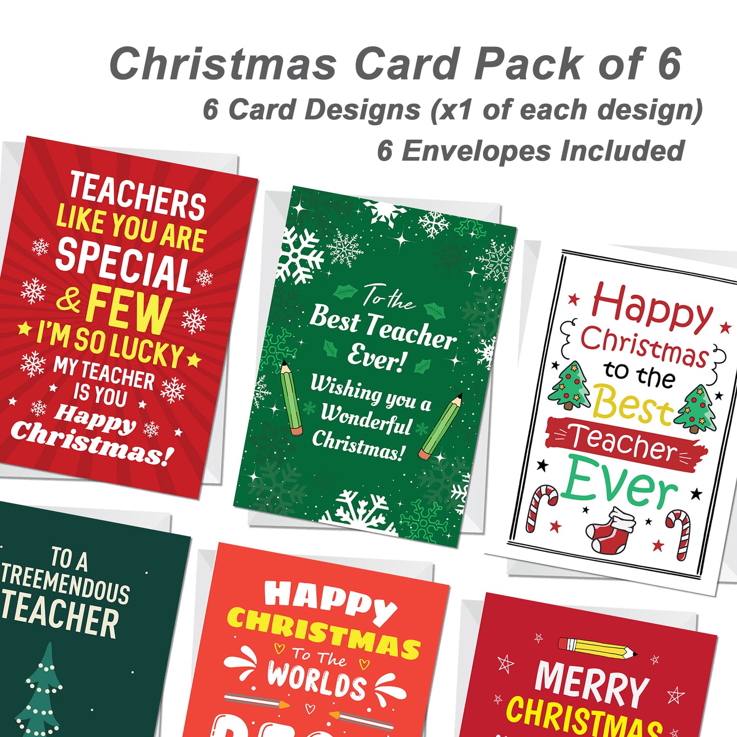 6 Cute Childrens Kids Christmas Cards School Pack For Class