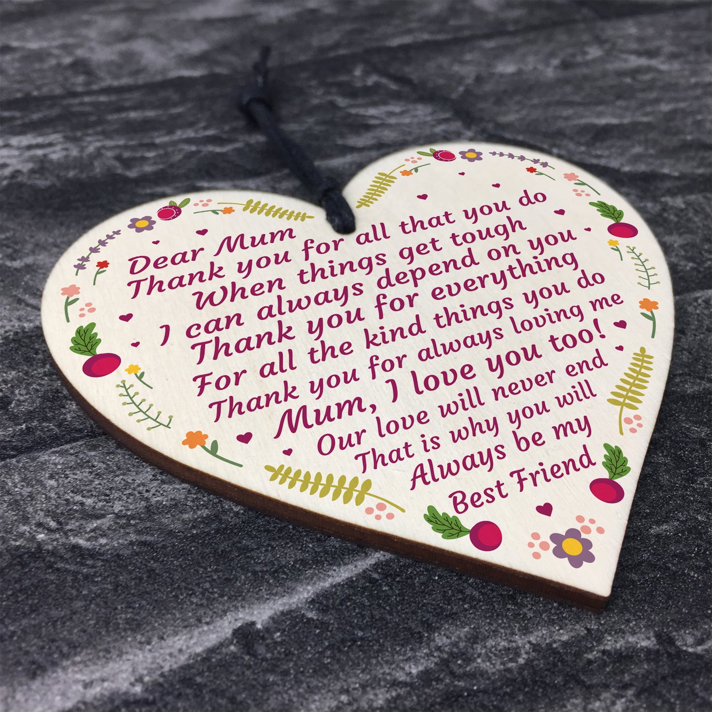 Mum Gift Novelty Plaque Handmade Wooden Heart Mum Birthday Xmas
