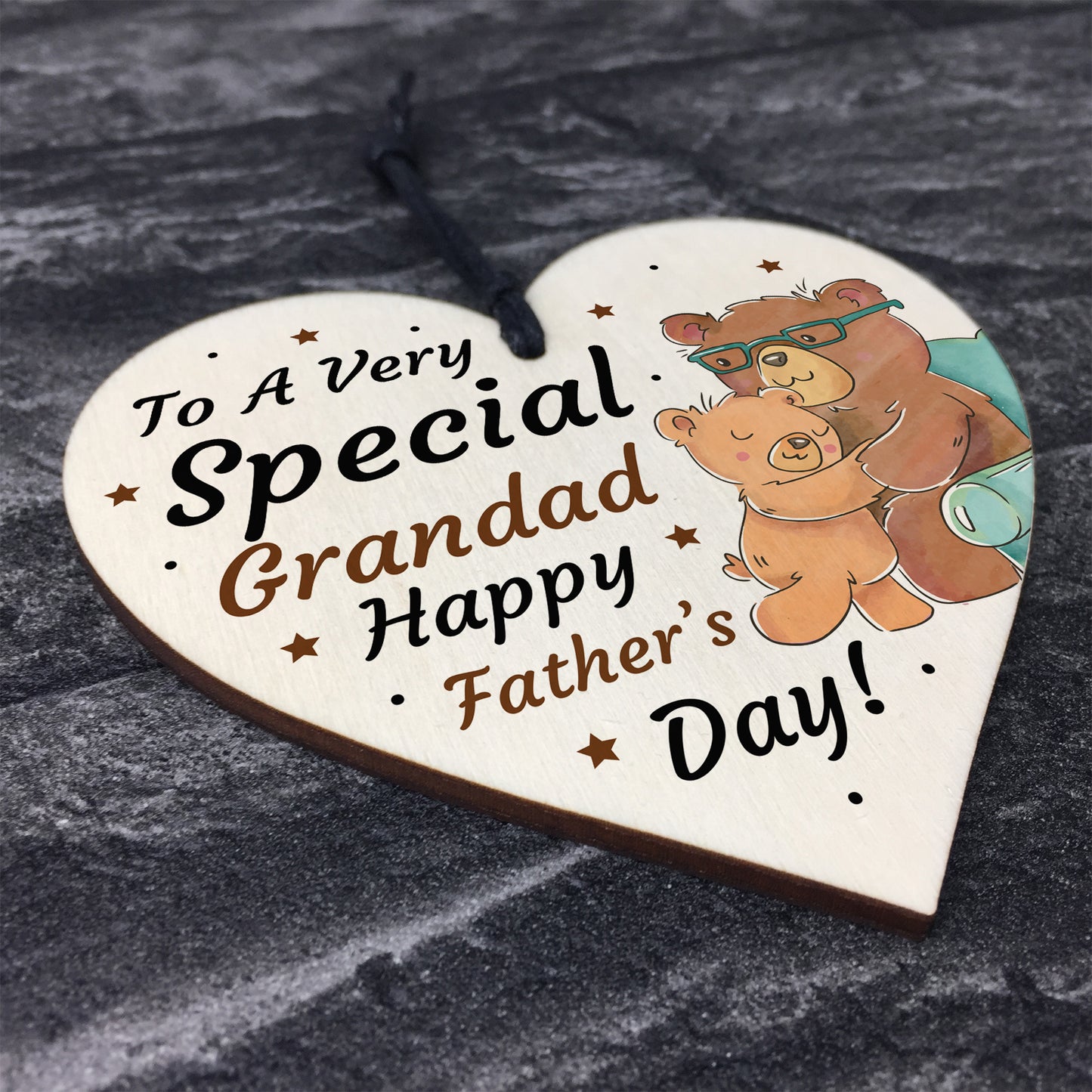 Cute Fathers Day Gift For Grandad Wood Heart Grandparent Gift