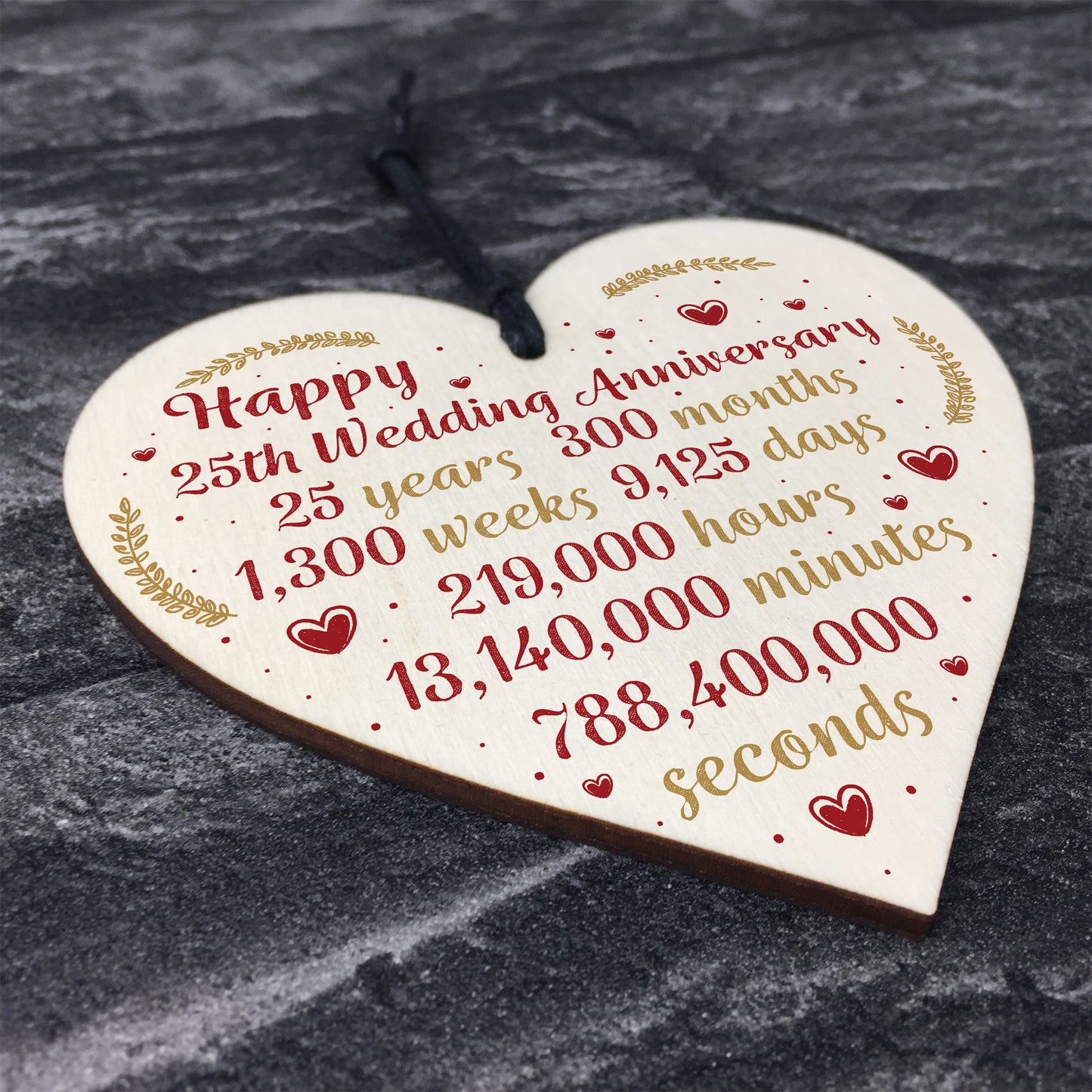 Happy 25th Wedding Anniversary Card Gift Heart Twenty Five Years