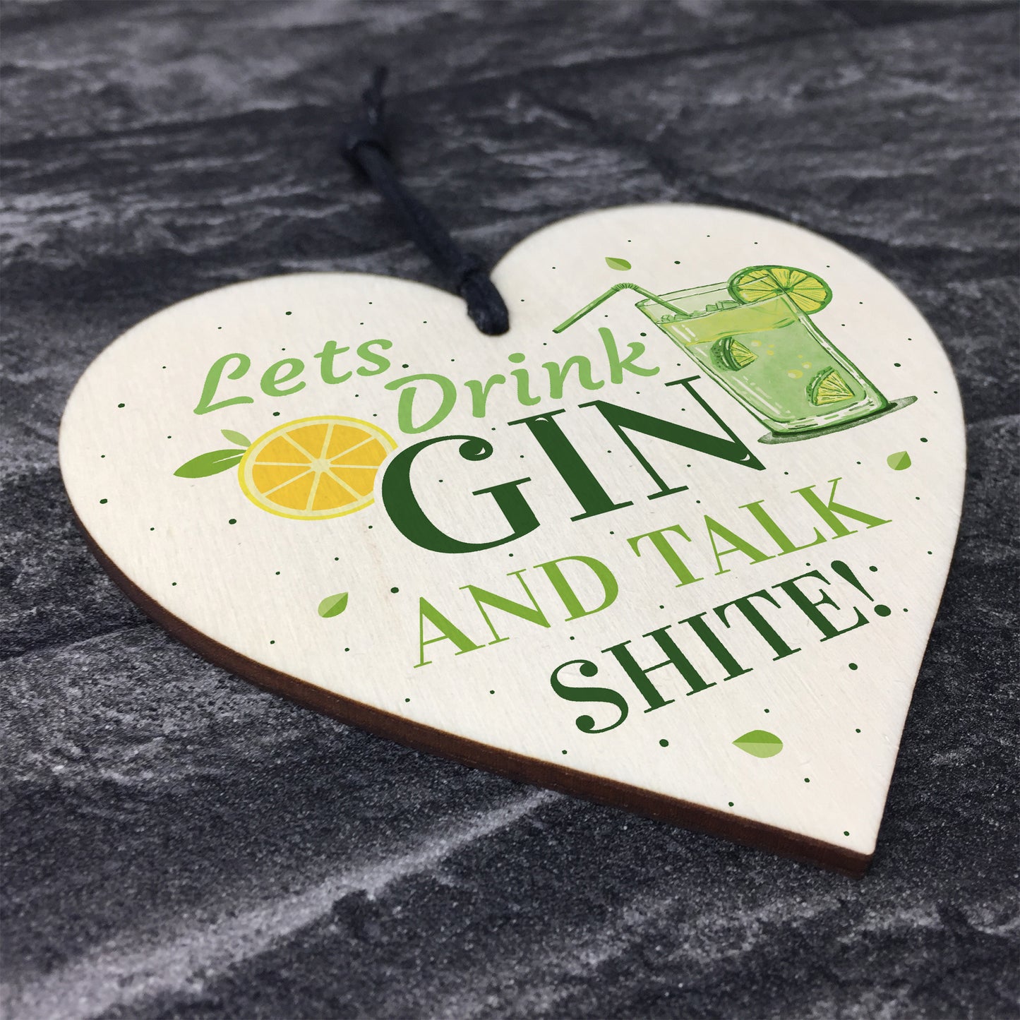 Drink Gin Novelty Handmade Wood Heart Alcohol Friendship Gift