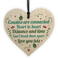 Cousin Gifts For Christmas Pack of 4 Wooden Hearts Christmas