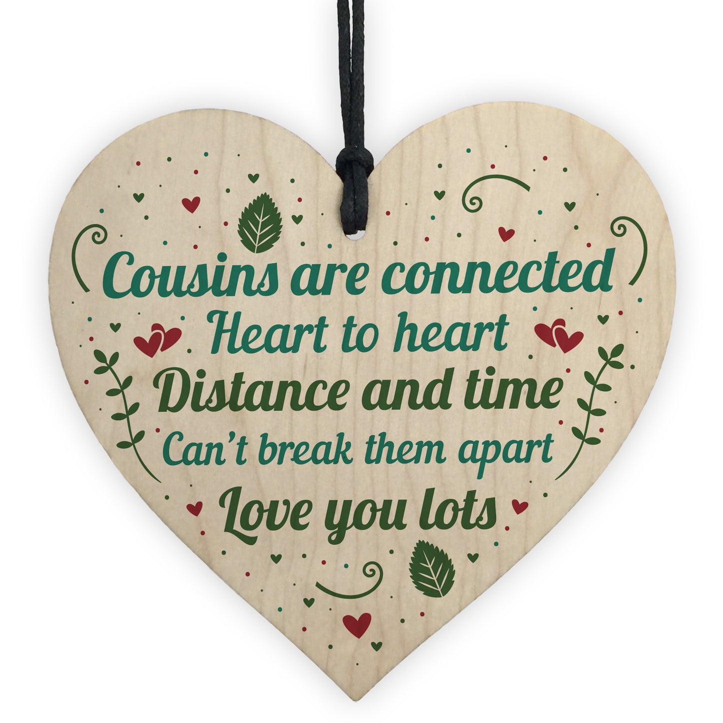 Cousin Gifts For Christmas Pack of 4 Wooden Hearts Christmas