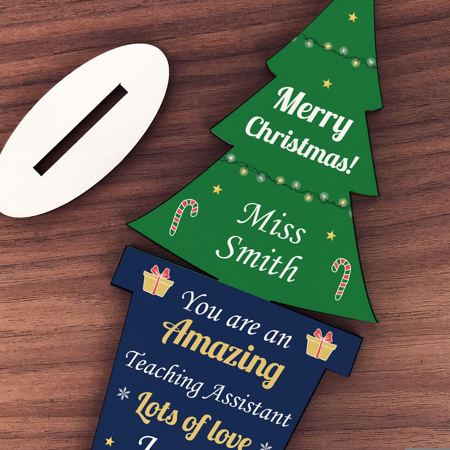 Christmas Gift For Teaching Assistant Wooden Tree Personalised