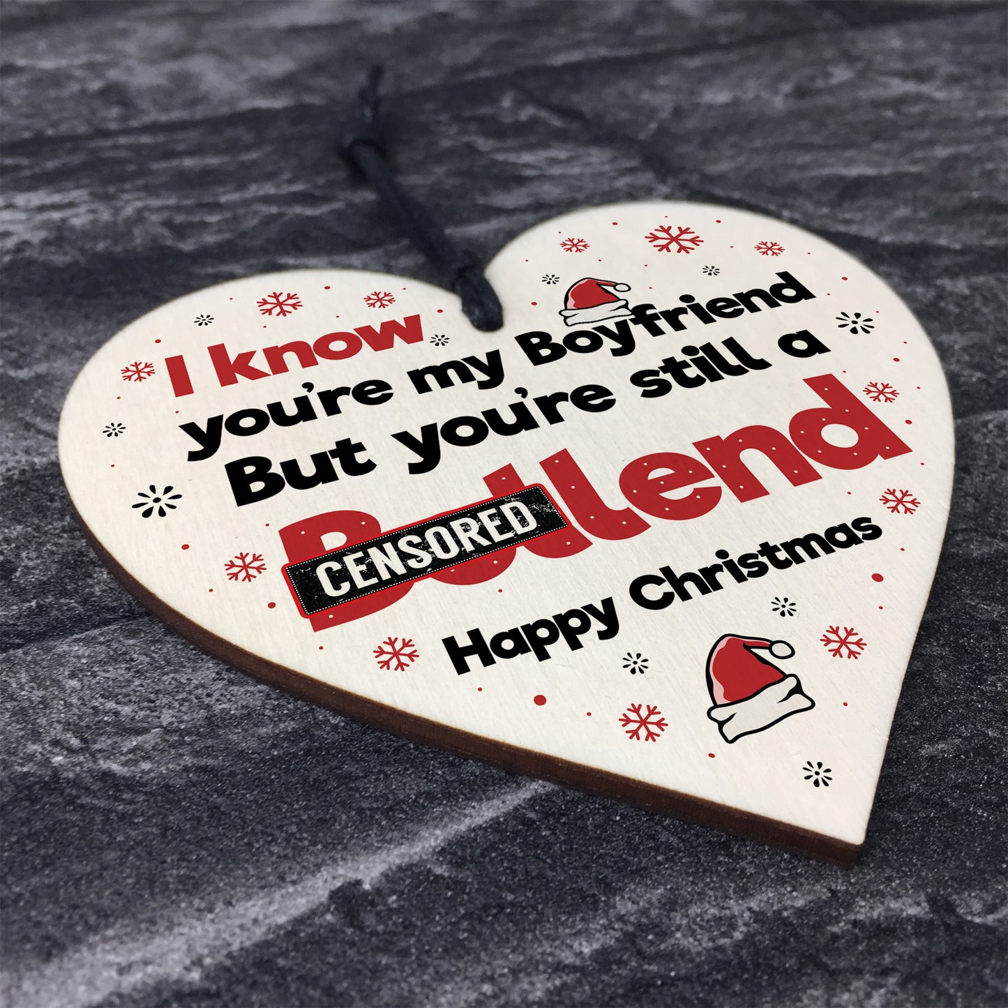Boyfriend Gift For Christmas Wooden Heart Funny Christmas Card