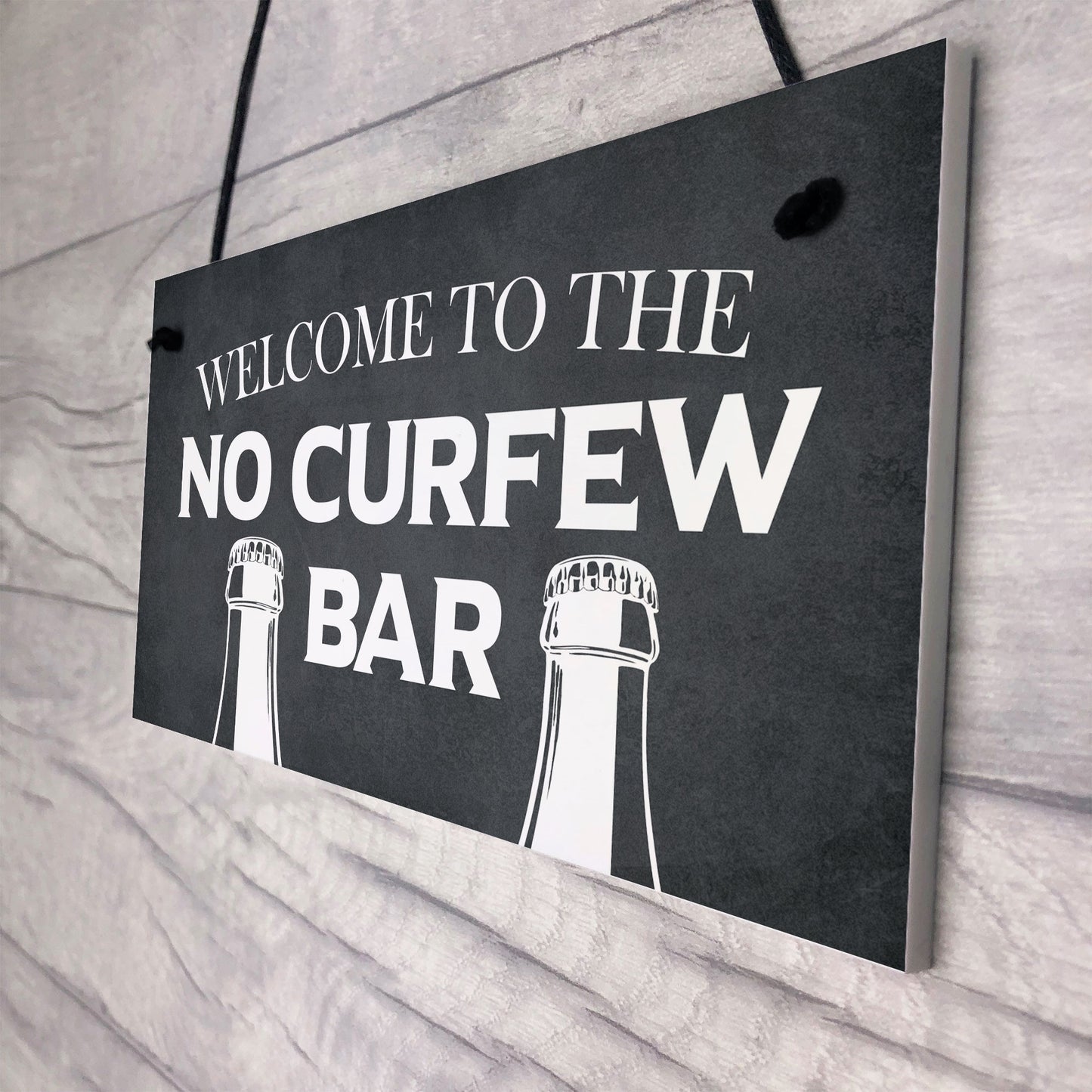 Home Bar Sign NO CURFEW BAR Funny Man Cave Bar Pub Sign